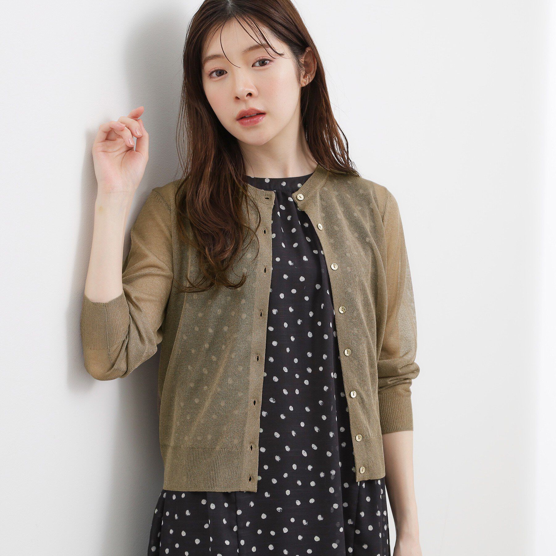 grove「高評価！【洗える/名品】大人の透け感、シアーカーディガン」|カーディガン|モカブラウン(042