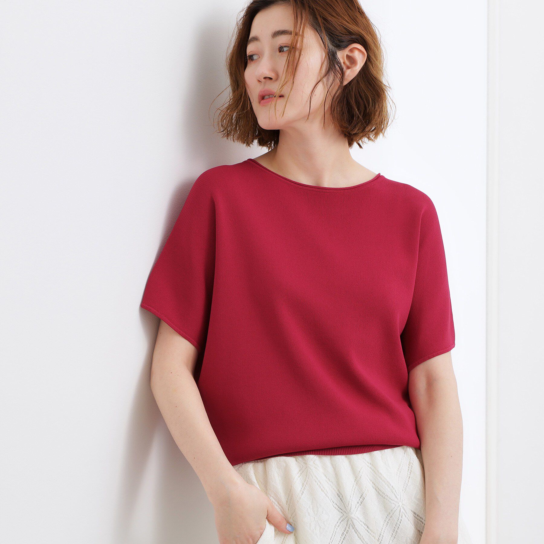 grove「【シリーズ累計36万枚！名品ニット】やわらかドライタッチ ドルマンニット」|ニット・セーター|