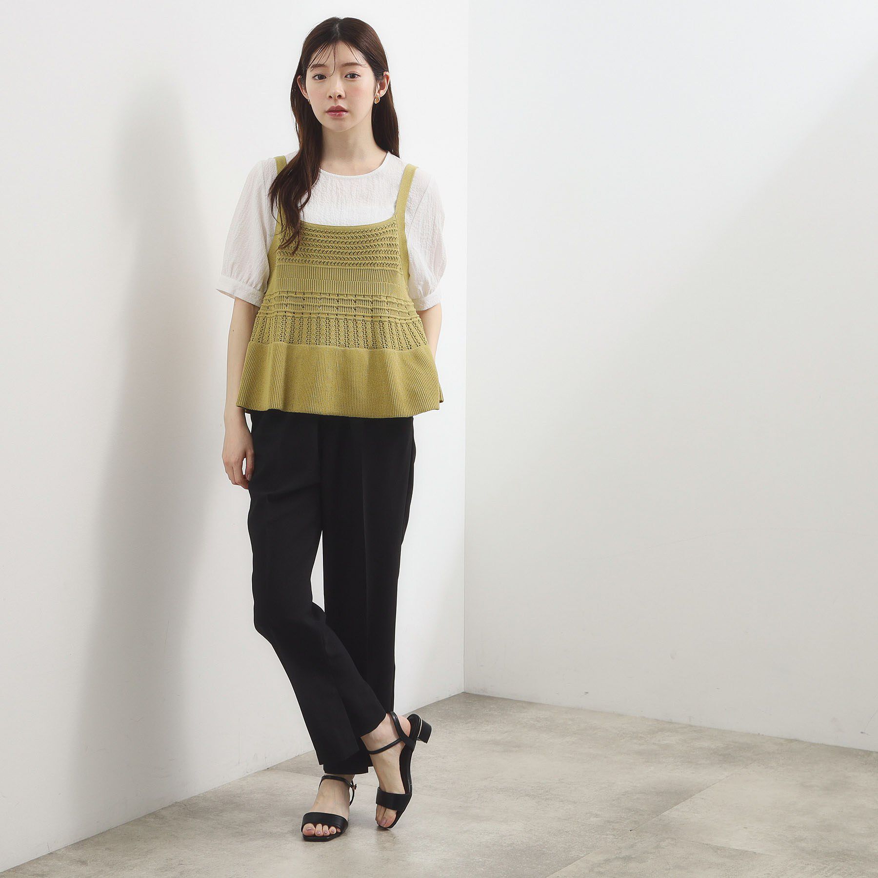 grove「【2点SET】着るだけで完成、透かし編みニットビスチェ&times;ブラウス」|その他|