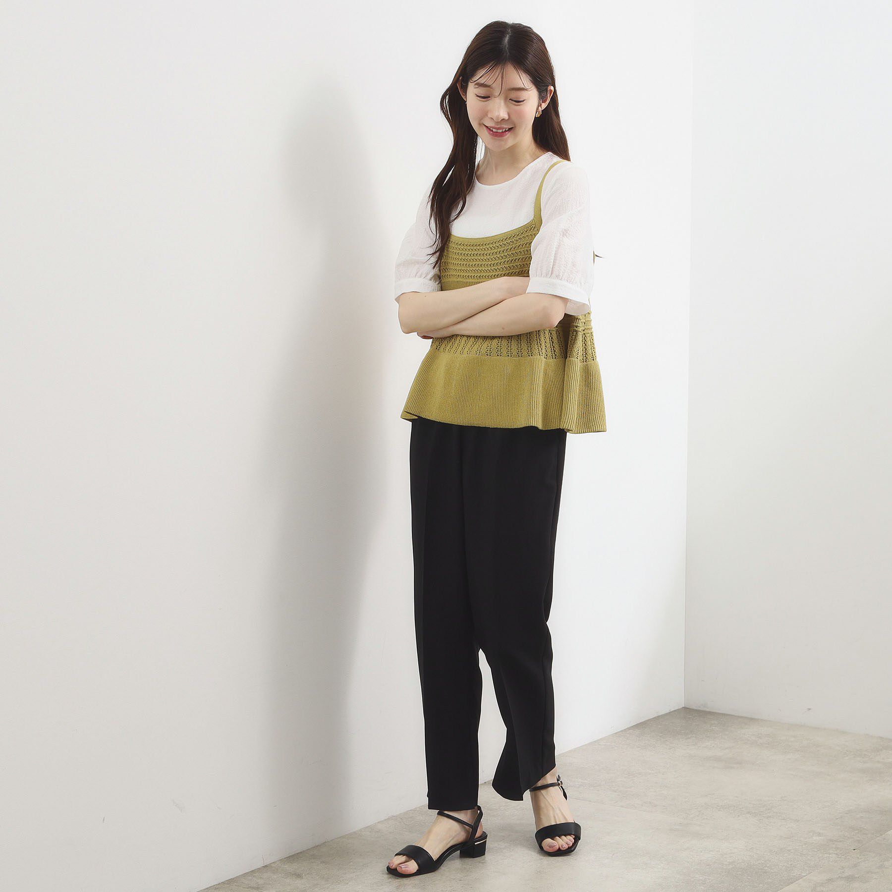 grove「【2点SET】着るだけで完成、透かし編みニットビスチェ&times;ブラウス」|その他|