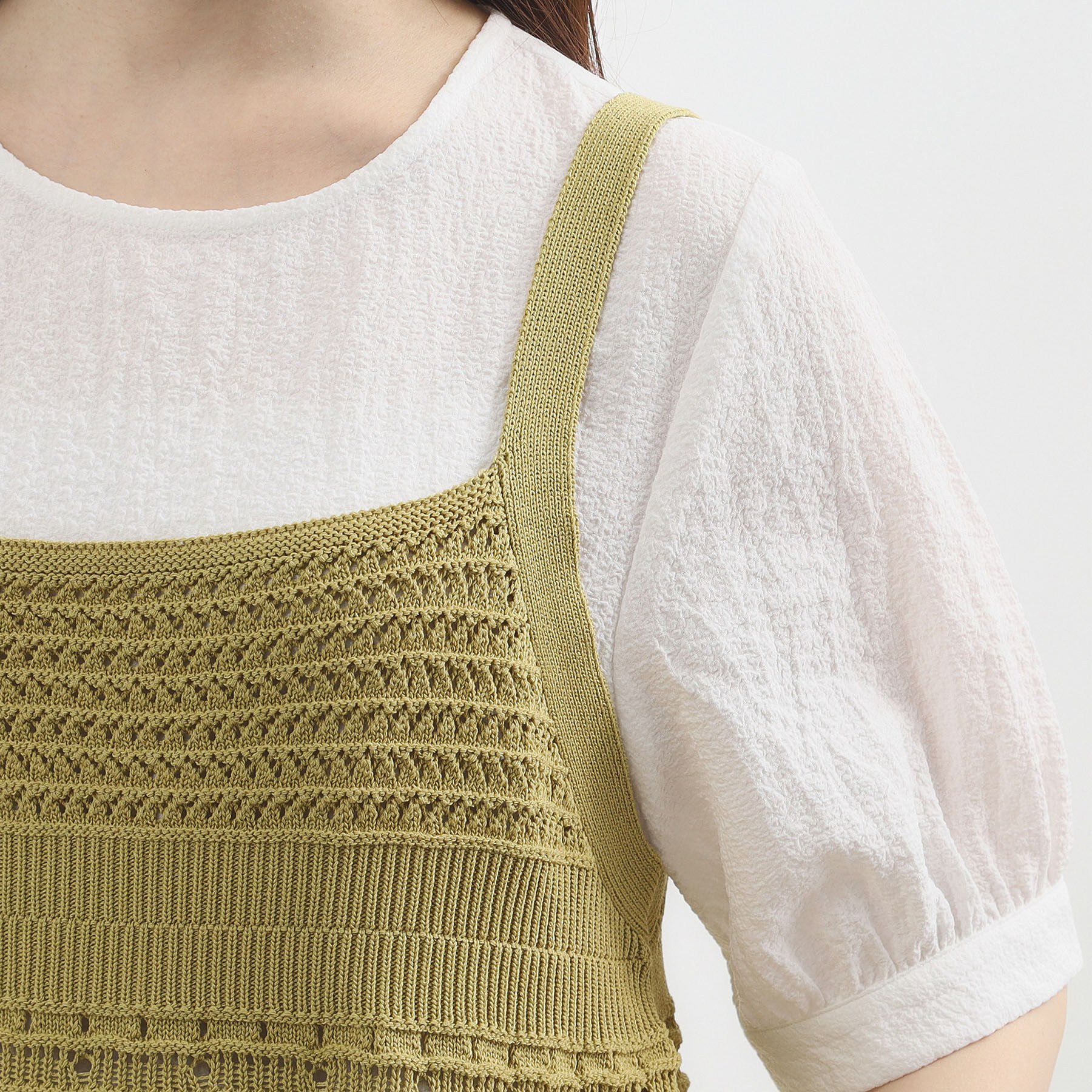grove「【2点SET】着るだけで完成、透かし編みニットビスチェ&times;ブラウス」|その他|