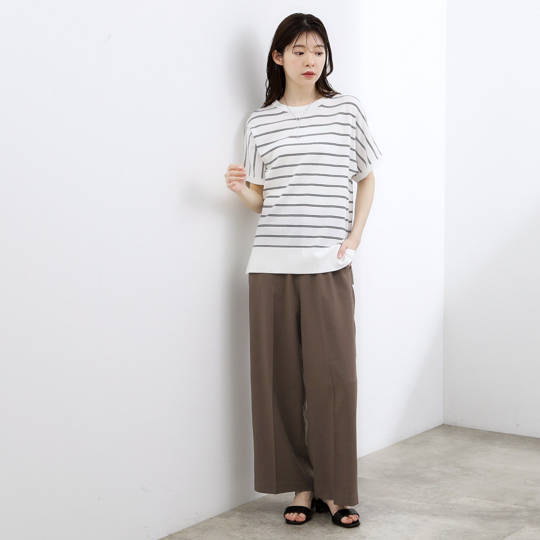 grove「【貴島明日香さん着用】ディティールが際立つ、リネンライクワイドパンツ」|その他|