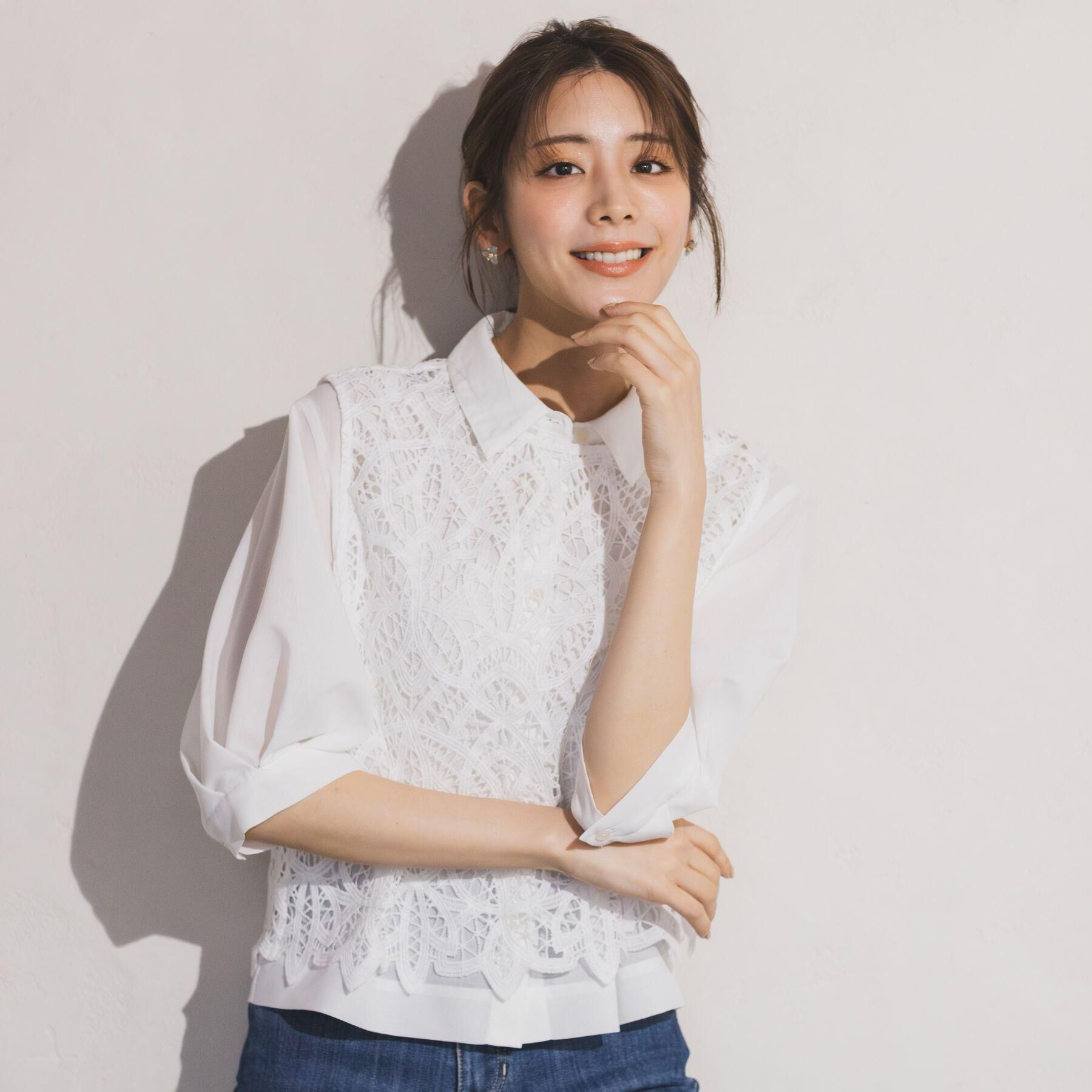 grove「【2点SET・二の腕カバー】レースベスト&times;シアーブラウスSET」|シャツ・ブラウス|