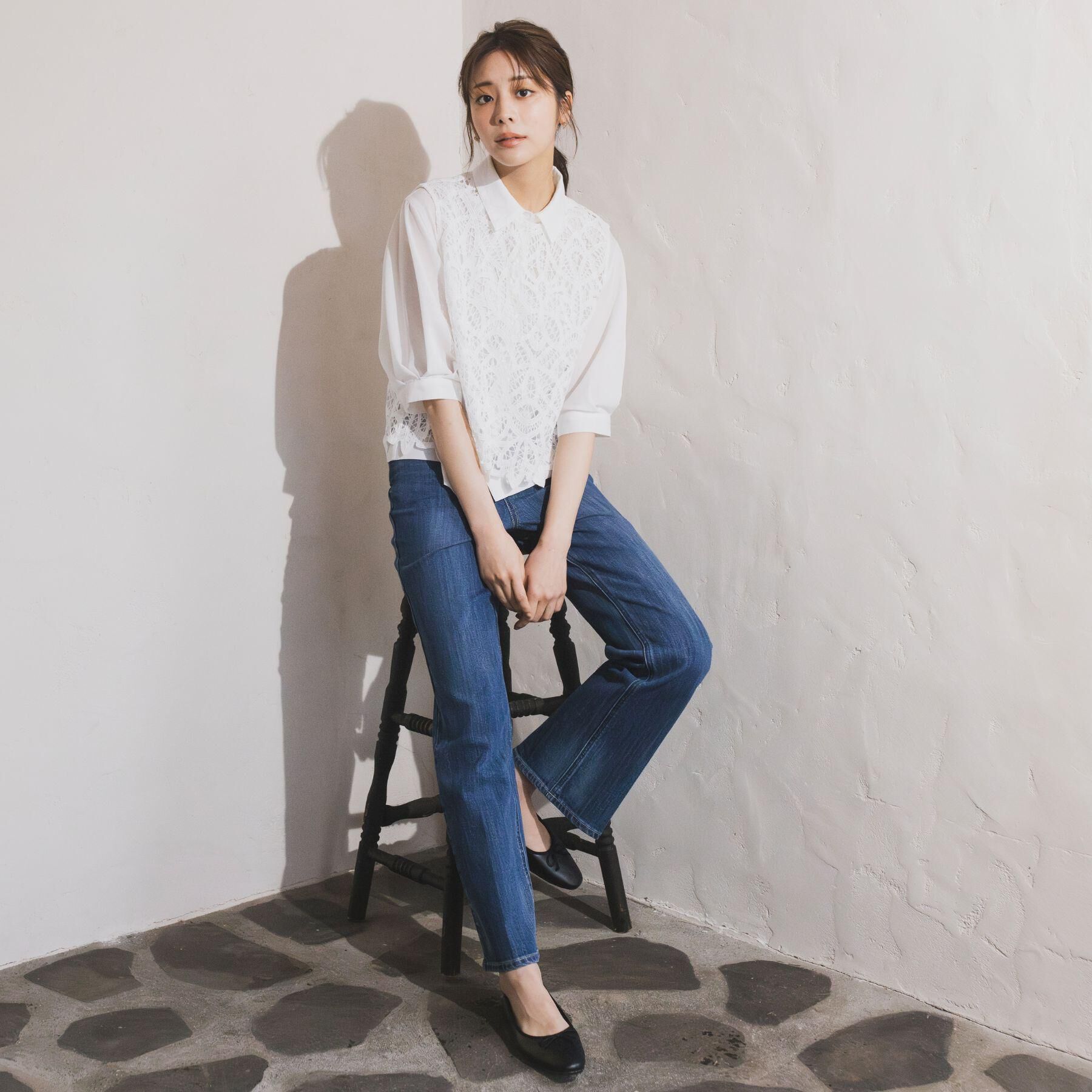 grove「【2点SET・二の腕カバー】レースベスト&times;シアーブラウスSET」|シャツ・ブラウス|
