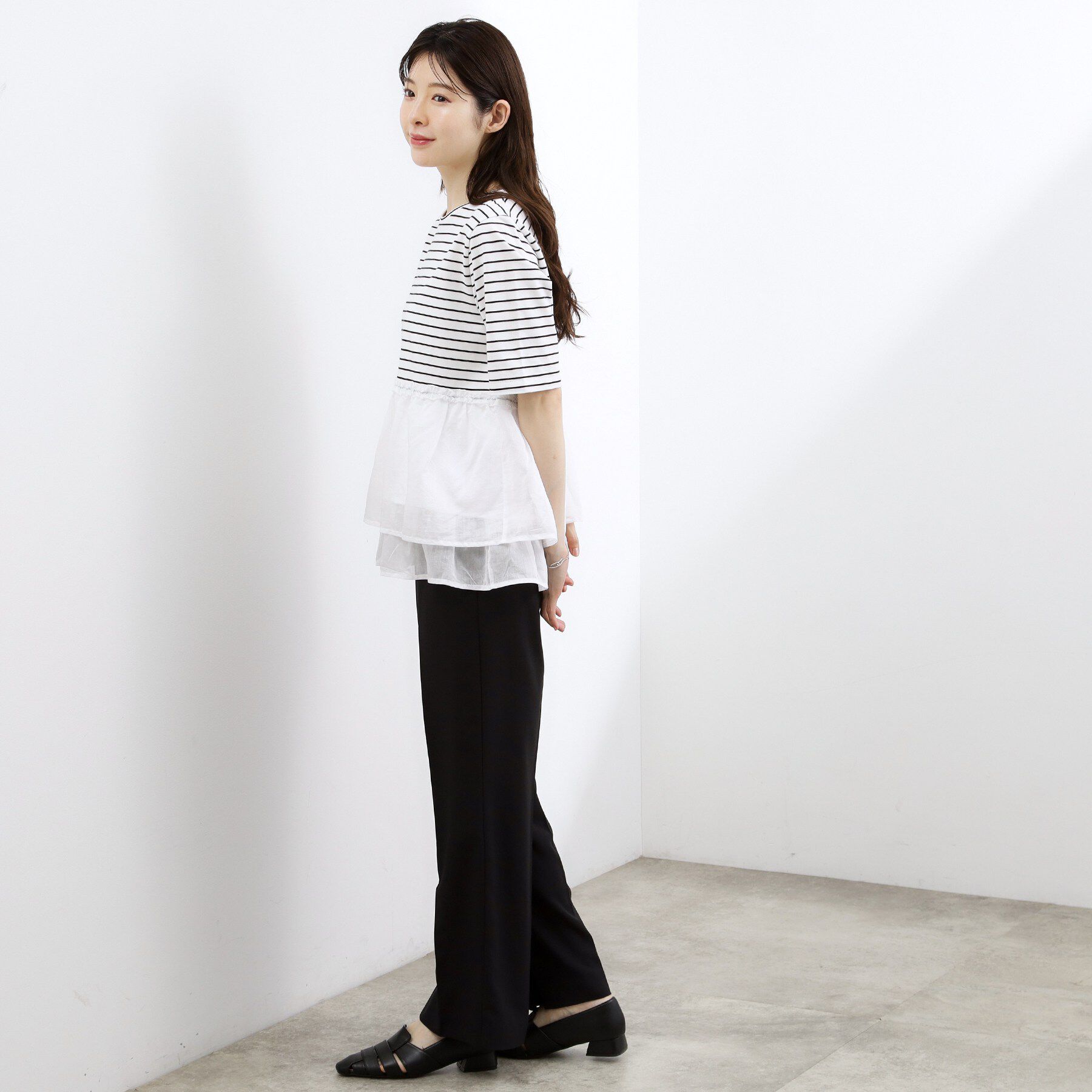 grove「【体型カバー】INせず決まる、ウエストシアーフリルTシャツ」|Tシャツ・カットソー|