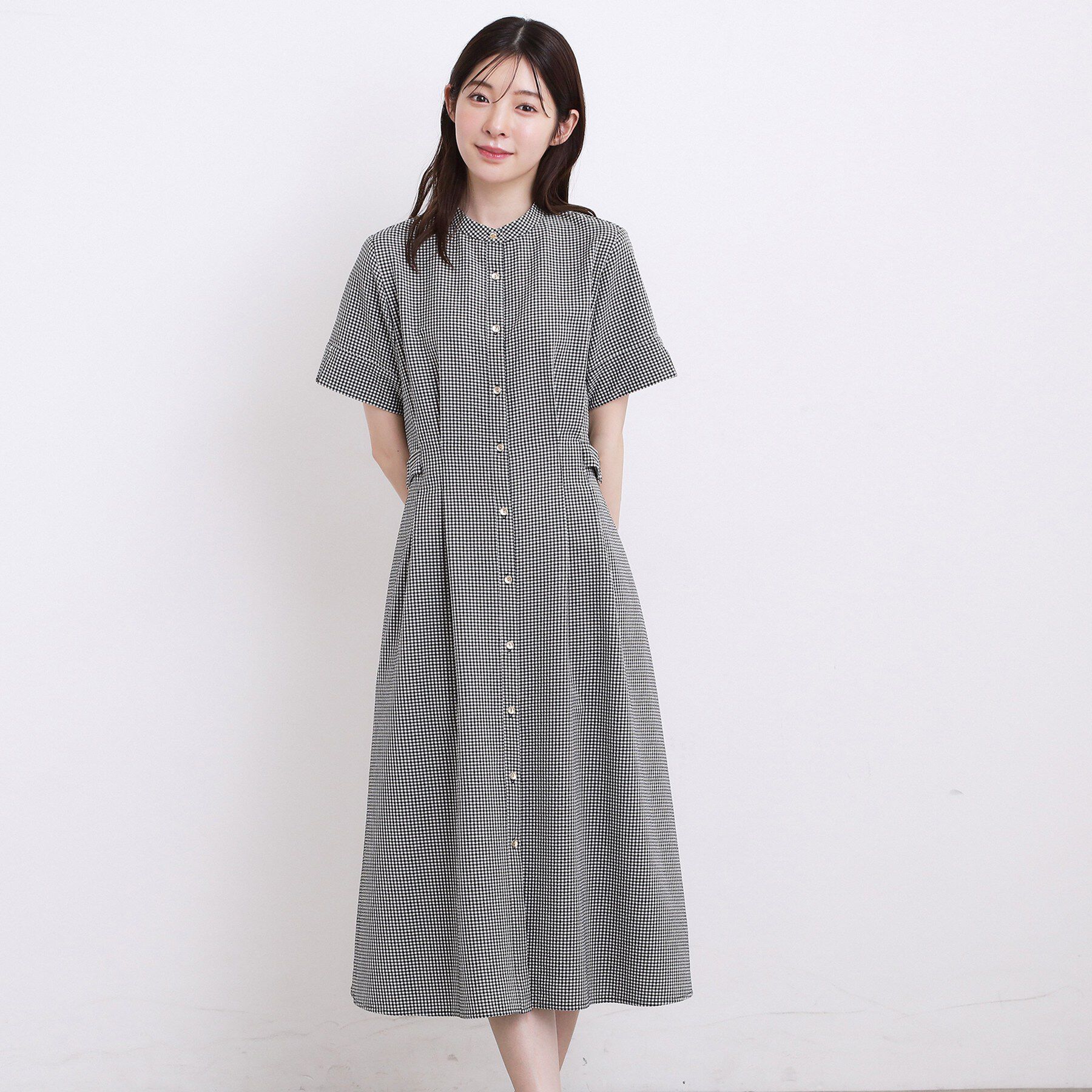 grove「【低身長さんも選べる着丈/UV・シワになりにくいetc】涼やかさも、きちんとも叶うワンピース」|ワンピース|ギンガムチェック(2