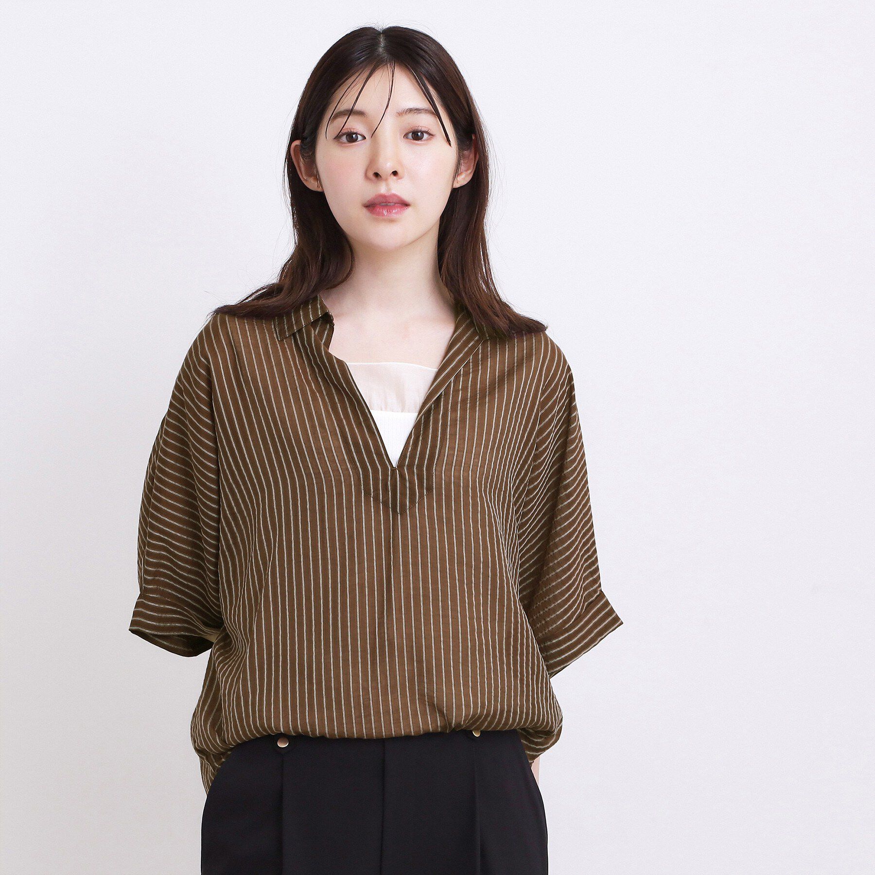 grove「【洗濯機◎・体型カバー】ON/OFF使える、シアースキッパーシャツ」|シャツ・ブラウス|