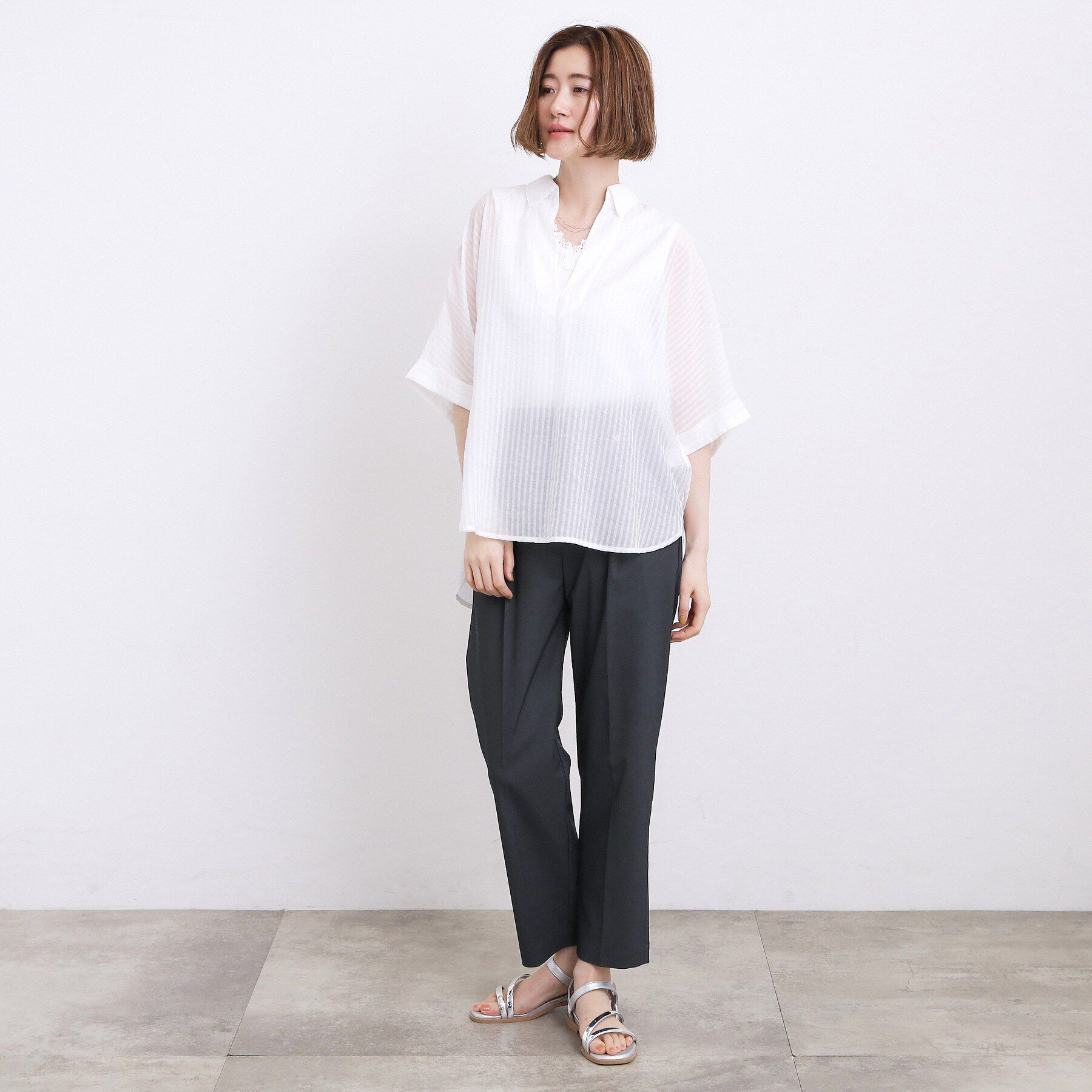 grove「【洗濯機◎・体型カバー】ON/OFF使える、シアースキッパーシャツ」|シャツ・ブラウス|