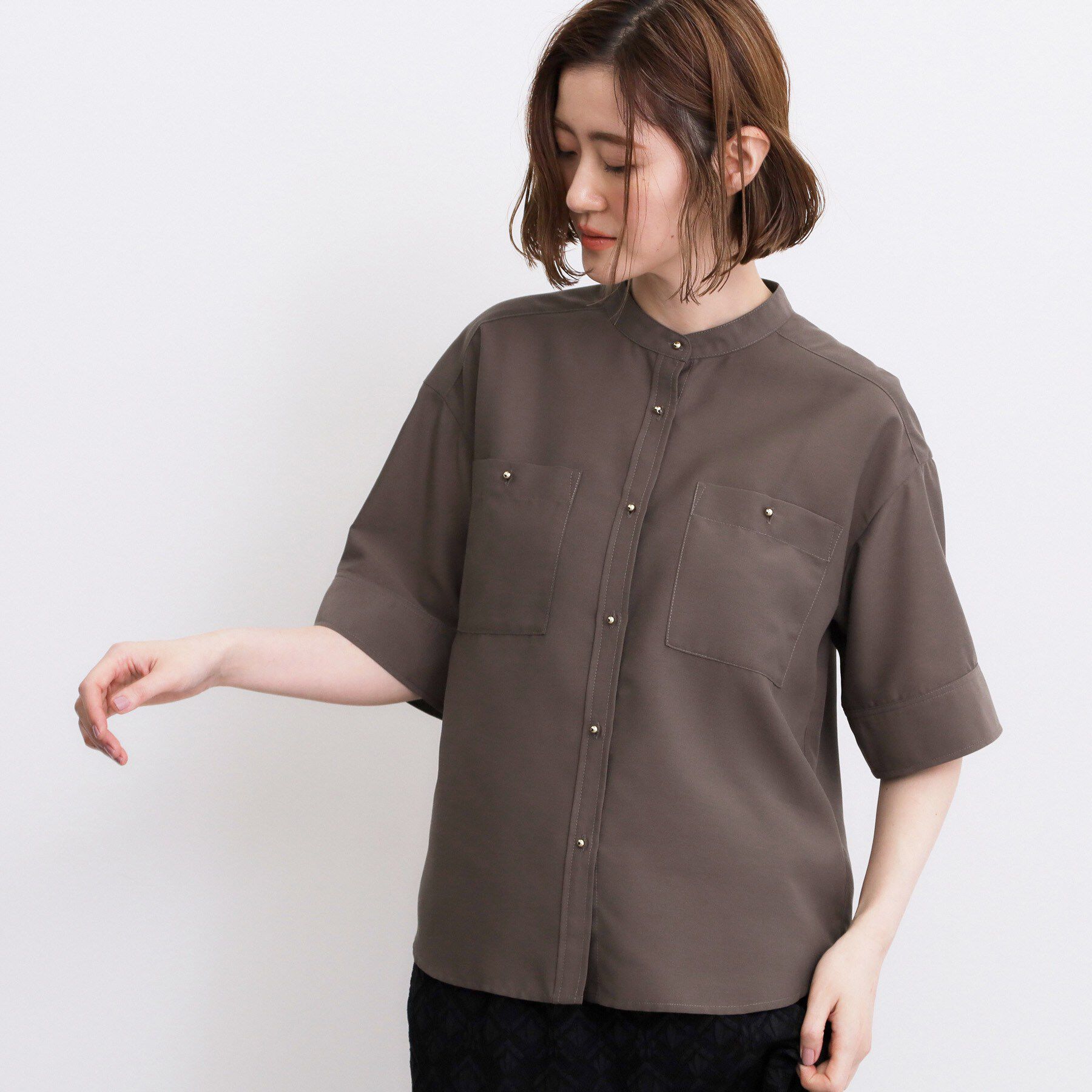 grove「【洗濯機◎】ほんのり大人の透け感、シアーカバーブラウス」|シャツ・ブラウス|ブラウン(044)