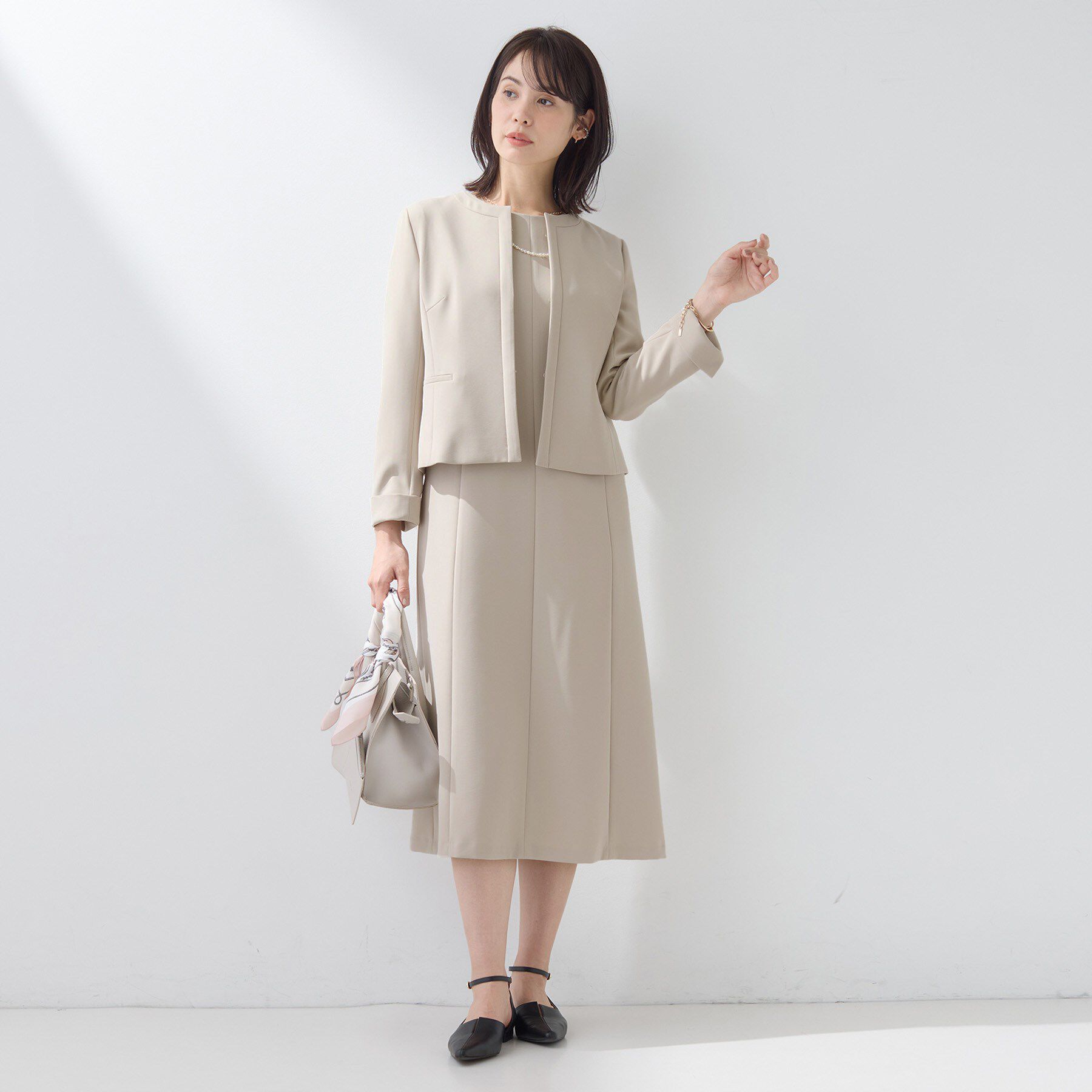 INDIVI「【上品光沢／SETUP可能】スタイルUPワンピース」|ワンピース|
