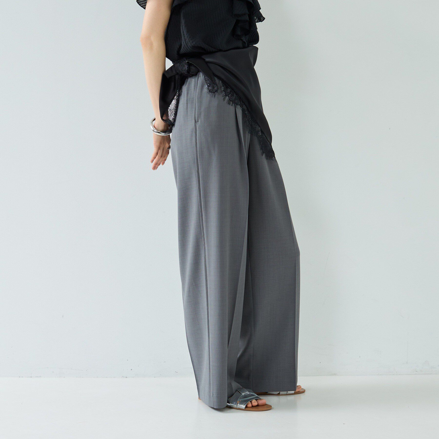 GALLEST「Comfy SET UP｜イージーストレートワイドパンツ【セットアップ対応／通勤／カセット服／接触冷」|その他|チャコールグレー(6