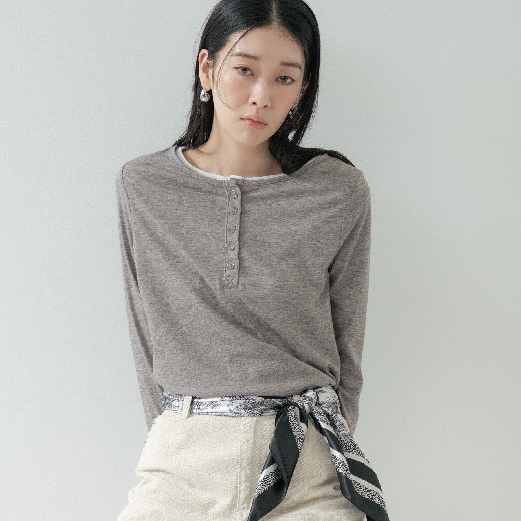 GALLEST「バイカラーヘンリーネックカットソー」|Tシャツ・カットソー|