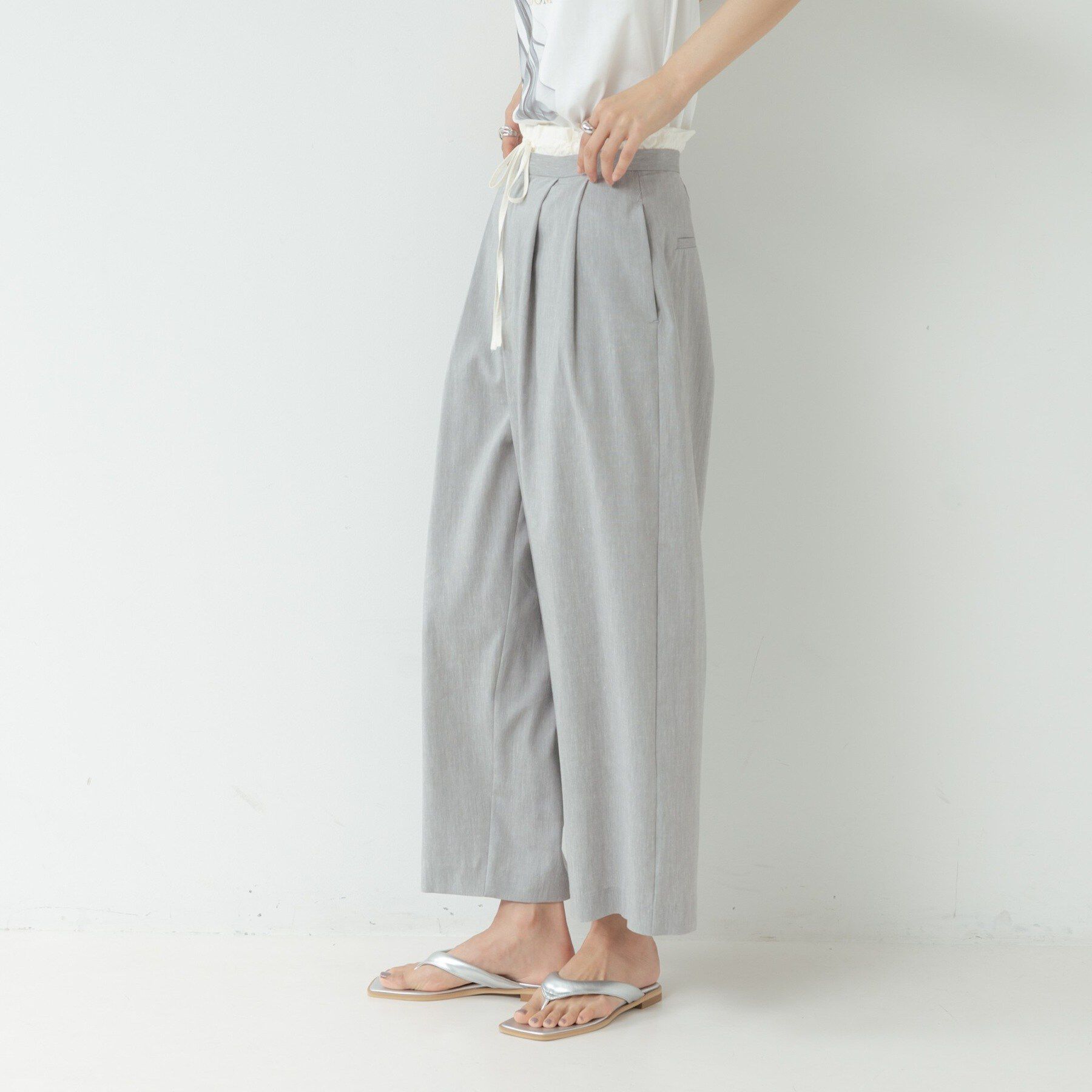 GALLEST「イージーリネンタックパンツ」|その他|チャコールグレー(9