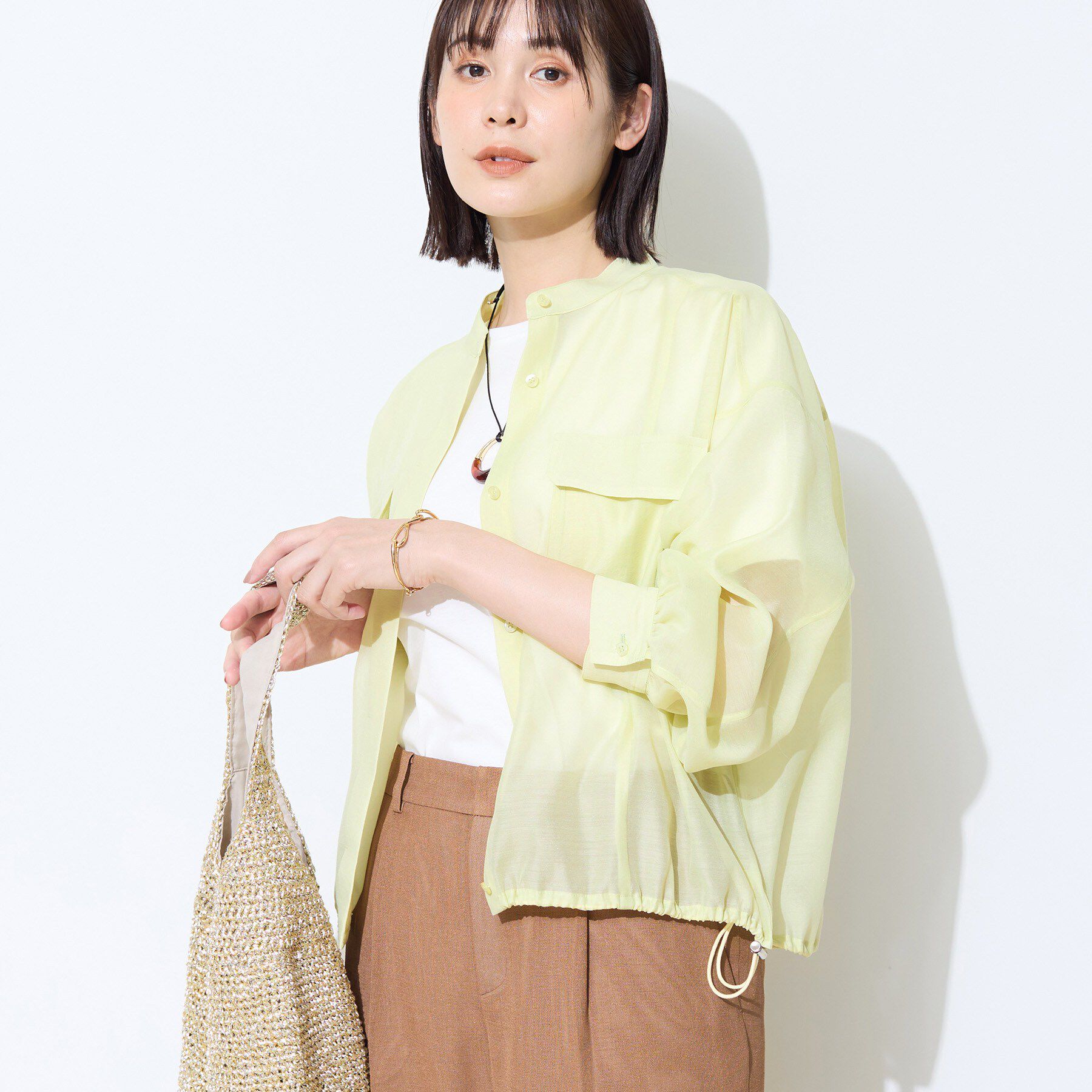 INDIVI「【トレンド／2WAY】裾ドロスト付きシアーブラウスブルゾン」|シャツ・ブラウス|