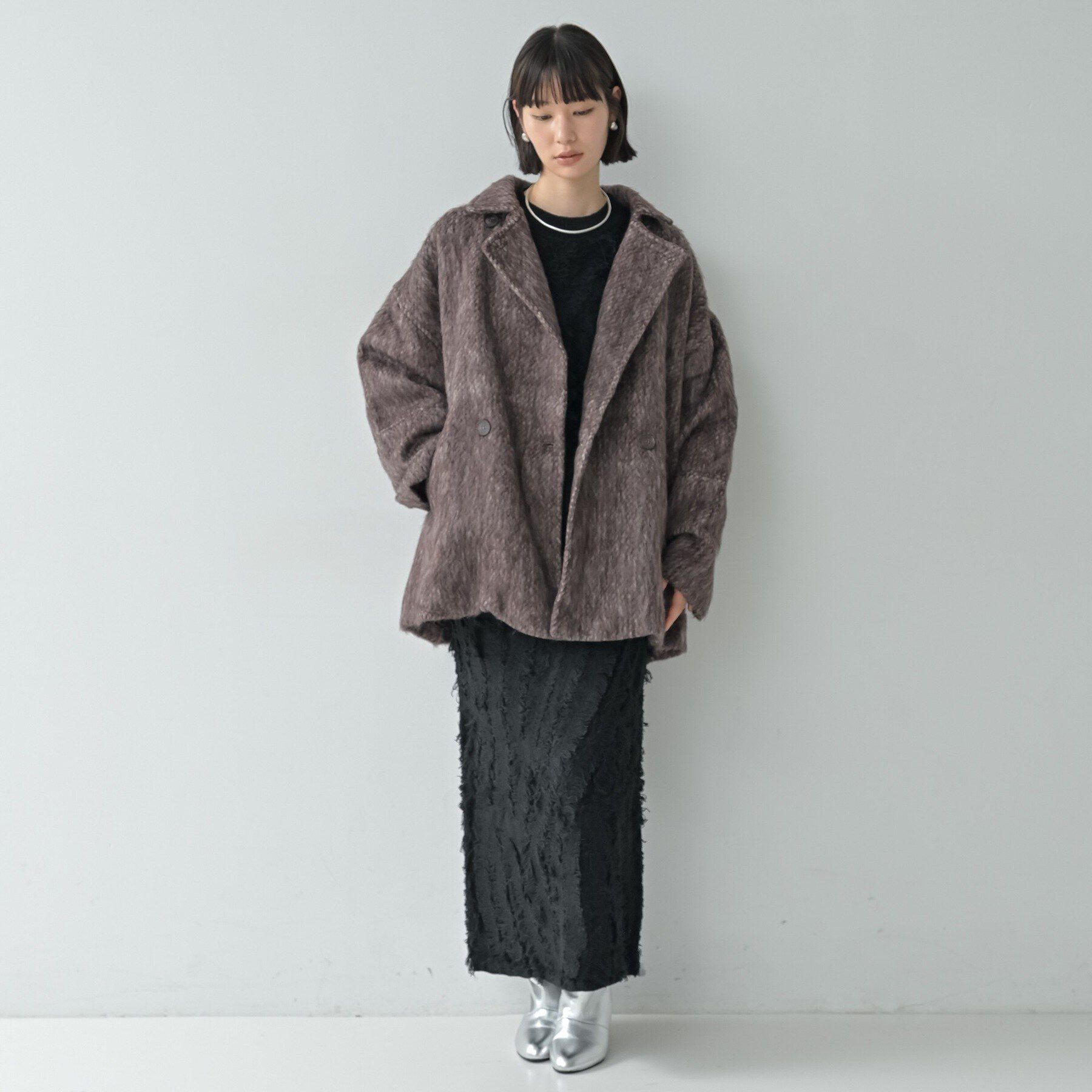 GALLEST「オーバーサイズシャギーミドル丈コート」|チェスターコート|