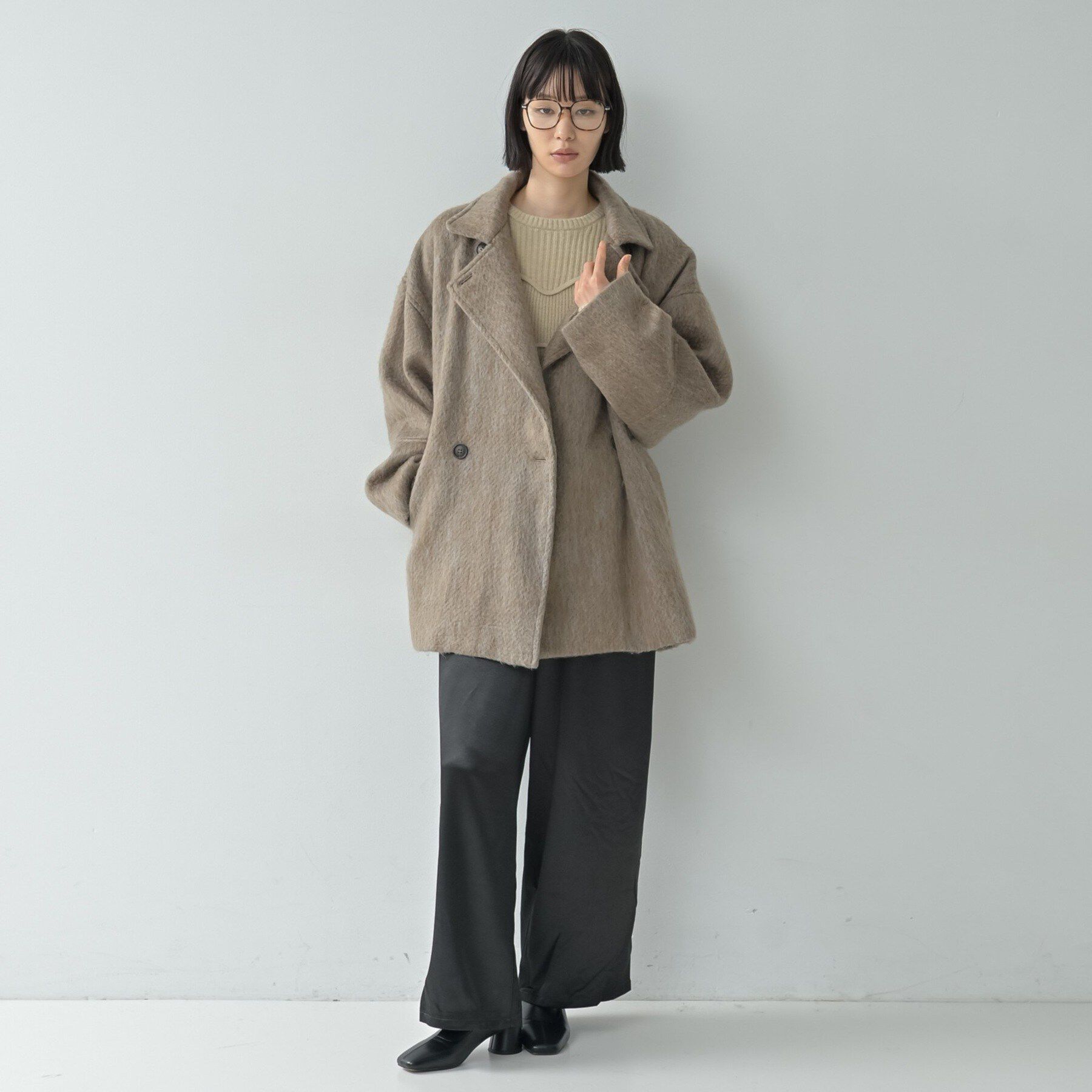 GALLEST「オーバーサイズシャギーミドル丈コート」|チェスターコート|