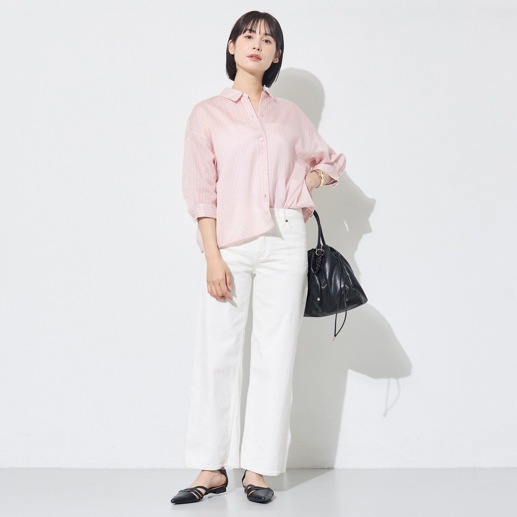 INDIVI「【シアー／7分袖】体型カバーゆったりシャツ」|シャツ・ブラウス|