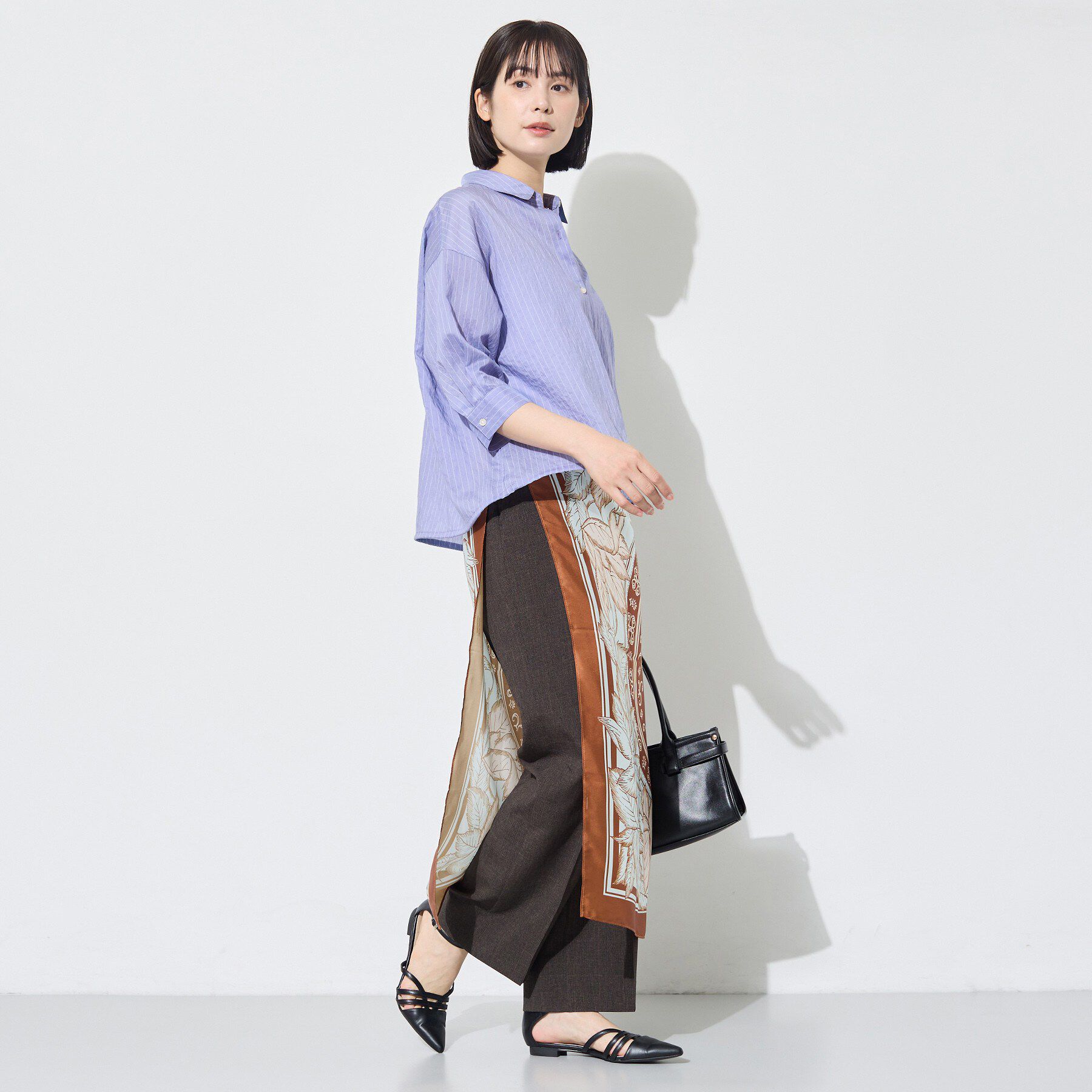 INDIVI「【シアー／7分袖】体型カバーゆったりシャツ」|シャツ・ブラウス|