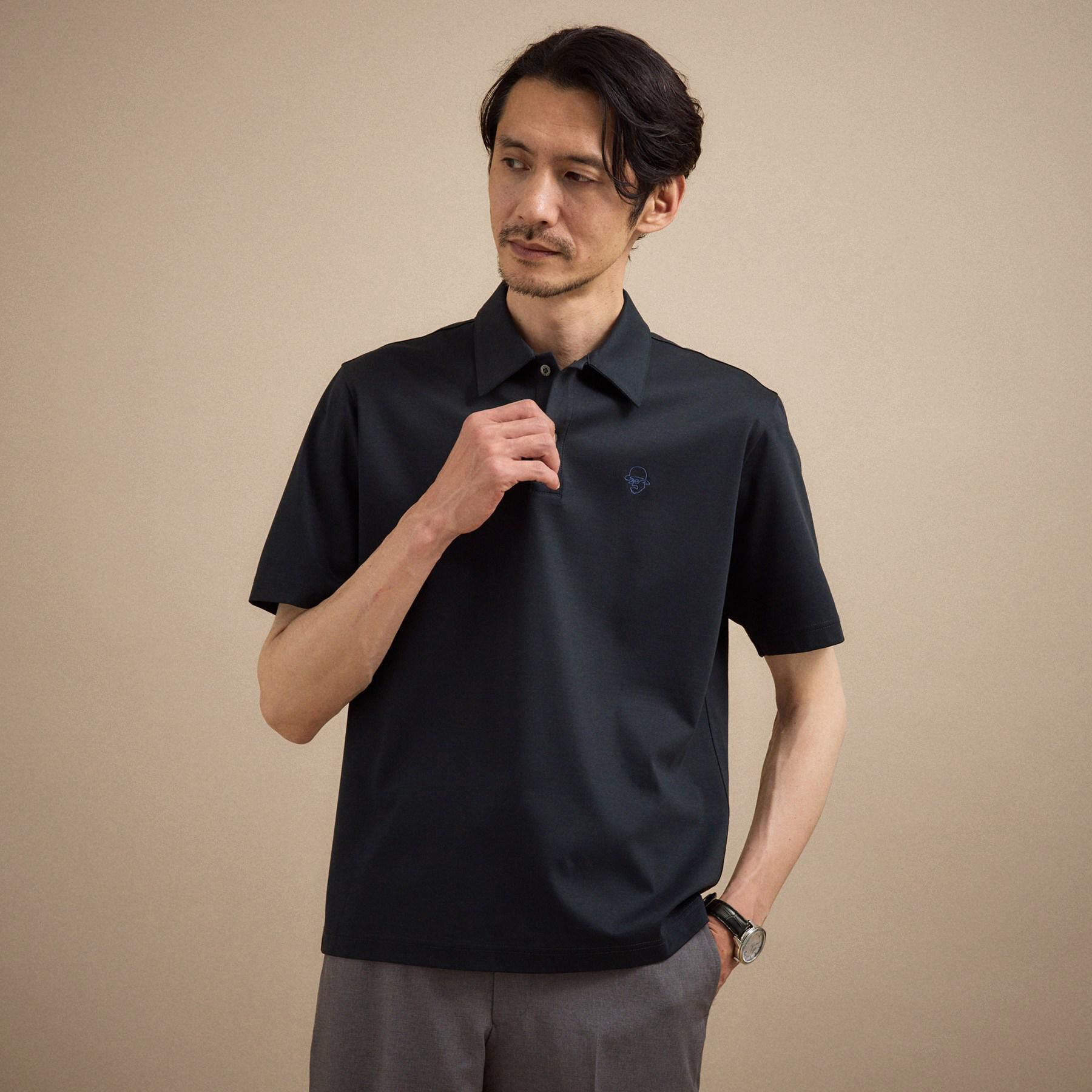TAKEO KIKUCHI「【接触冷感】アイスクリアコットン ワンポイント ポロシャツ」|ポロシャツ|ネイビー(095)