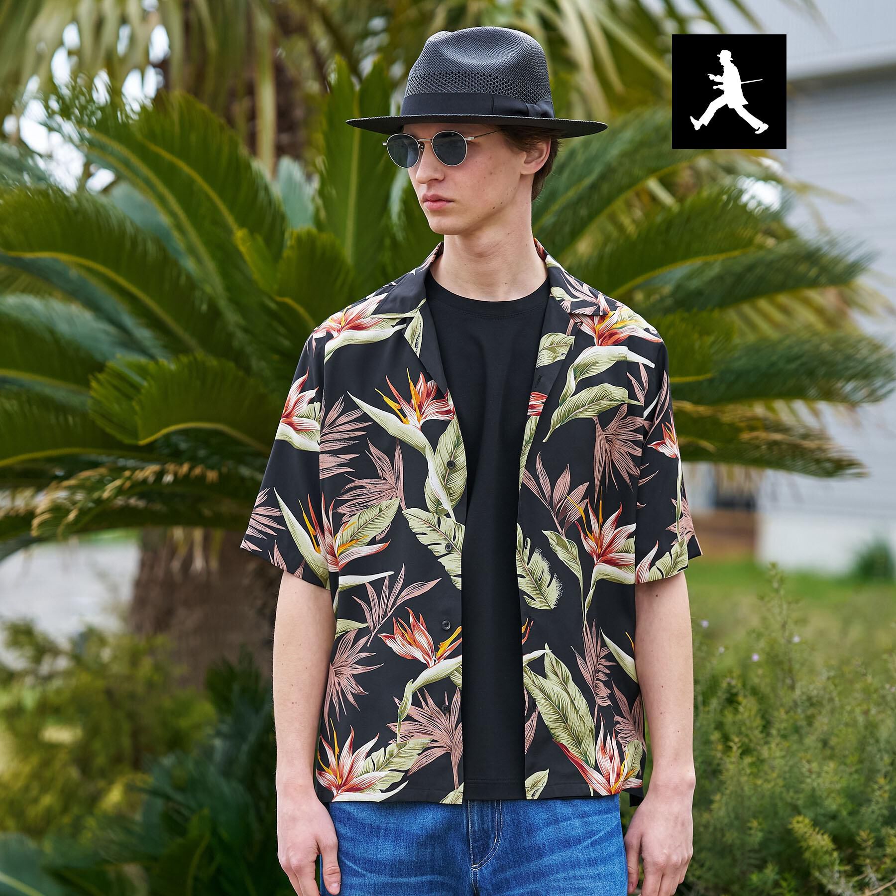 TAKEO KIKUCHI「【BOWLER HAT LABEL】トロピカルフローラル レーヨンシャツ」|シャツ・ブラウス|ブラック(119)
