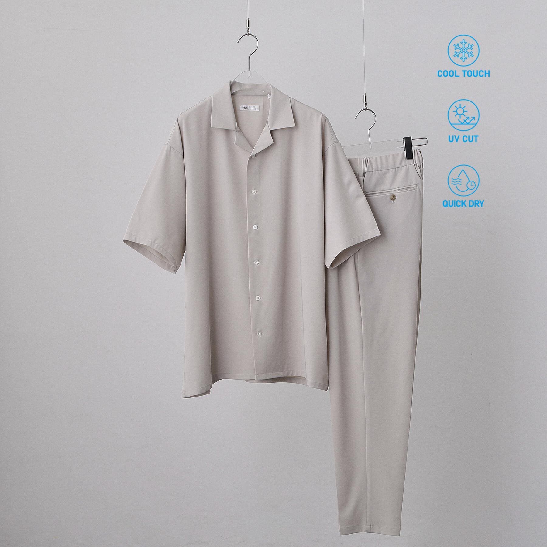 tk.TAKEO KIKUCHI「【暑い夏に最適！】ルーズトロミシャツセットアップ/上下2点セット/接触冷感/ストレッチ/洗える/オー」|スーツ|
