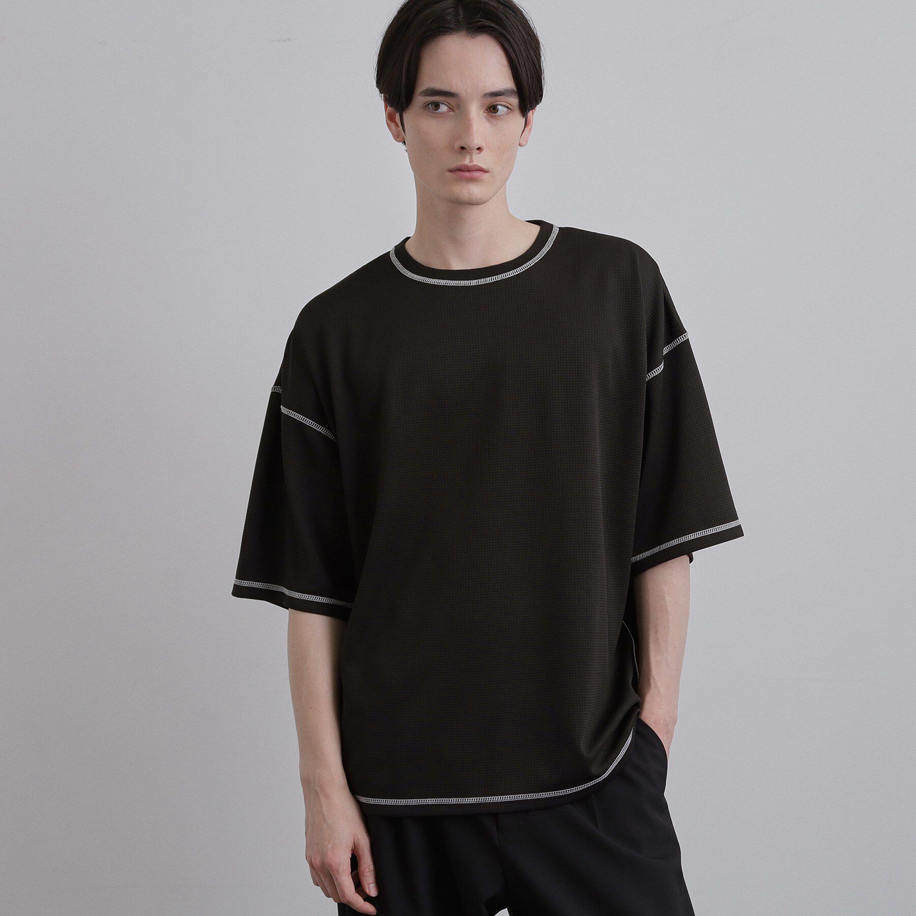 tk.TAKEO KIKUCHI「【気化熱冷却／涼しい】ワッフルカットソー」|Tシャツ・カットソー|ブラック(019)