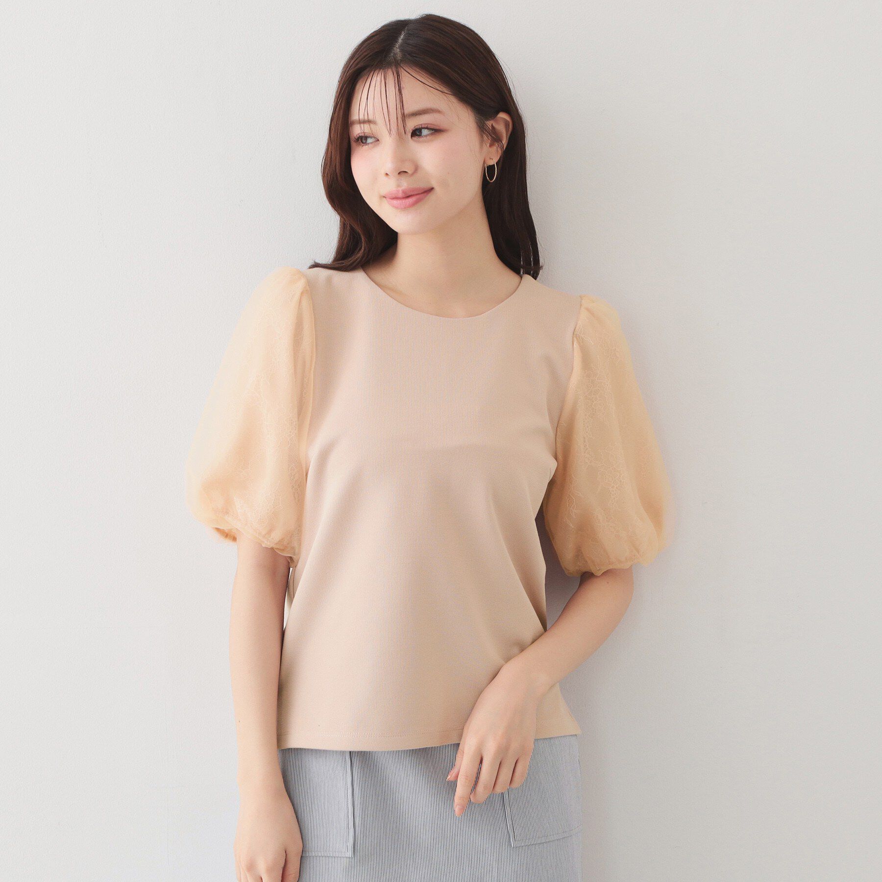 index「【接触冷感／UVケア】シアーバルーンスリーブトップス《洗濯機OK》」|Tシャツ・カットソー|