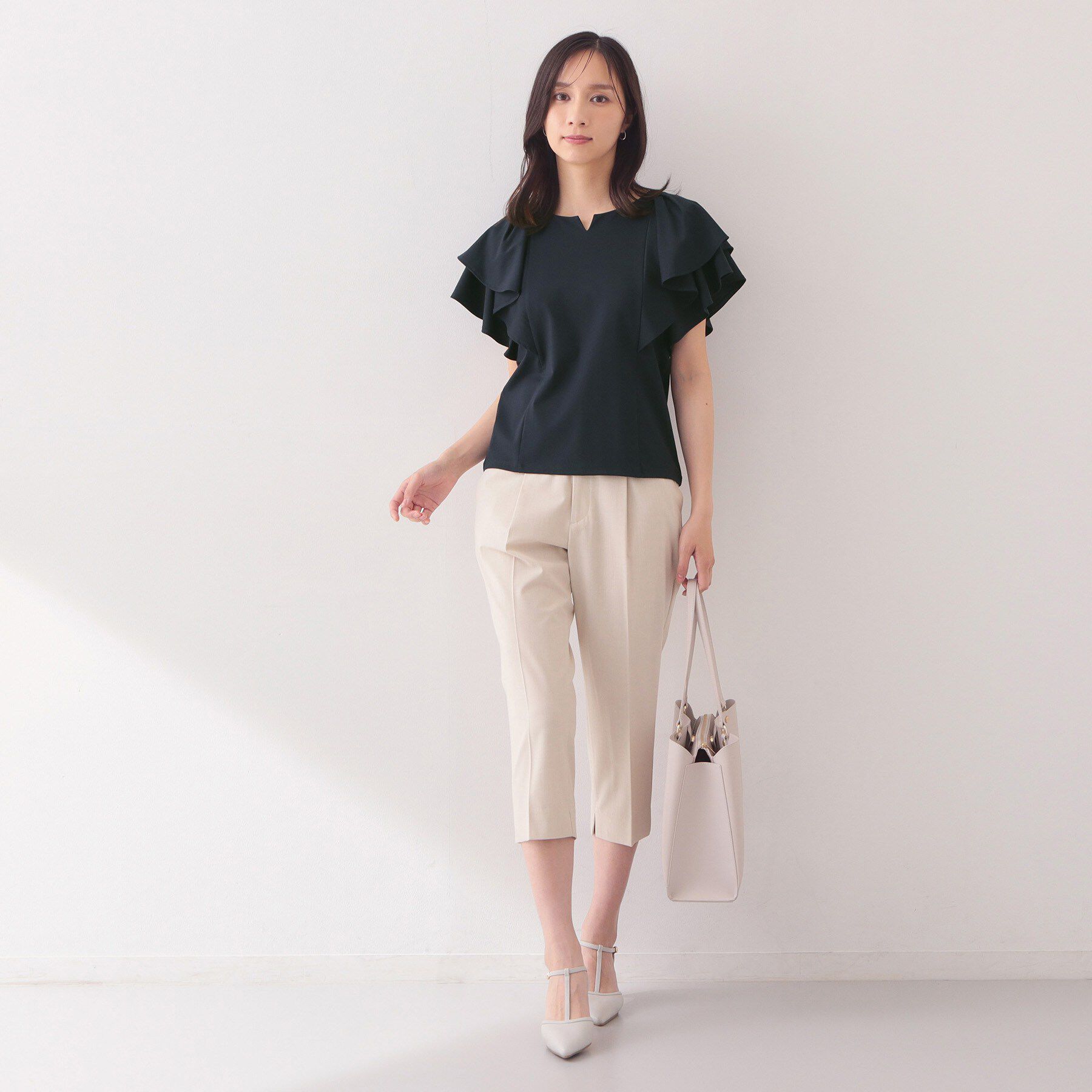index「【接触冷感】ダブルフレアキーネックトップス《UVケア／洗濯機OK》」|Tシャツ・カットソー|