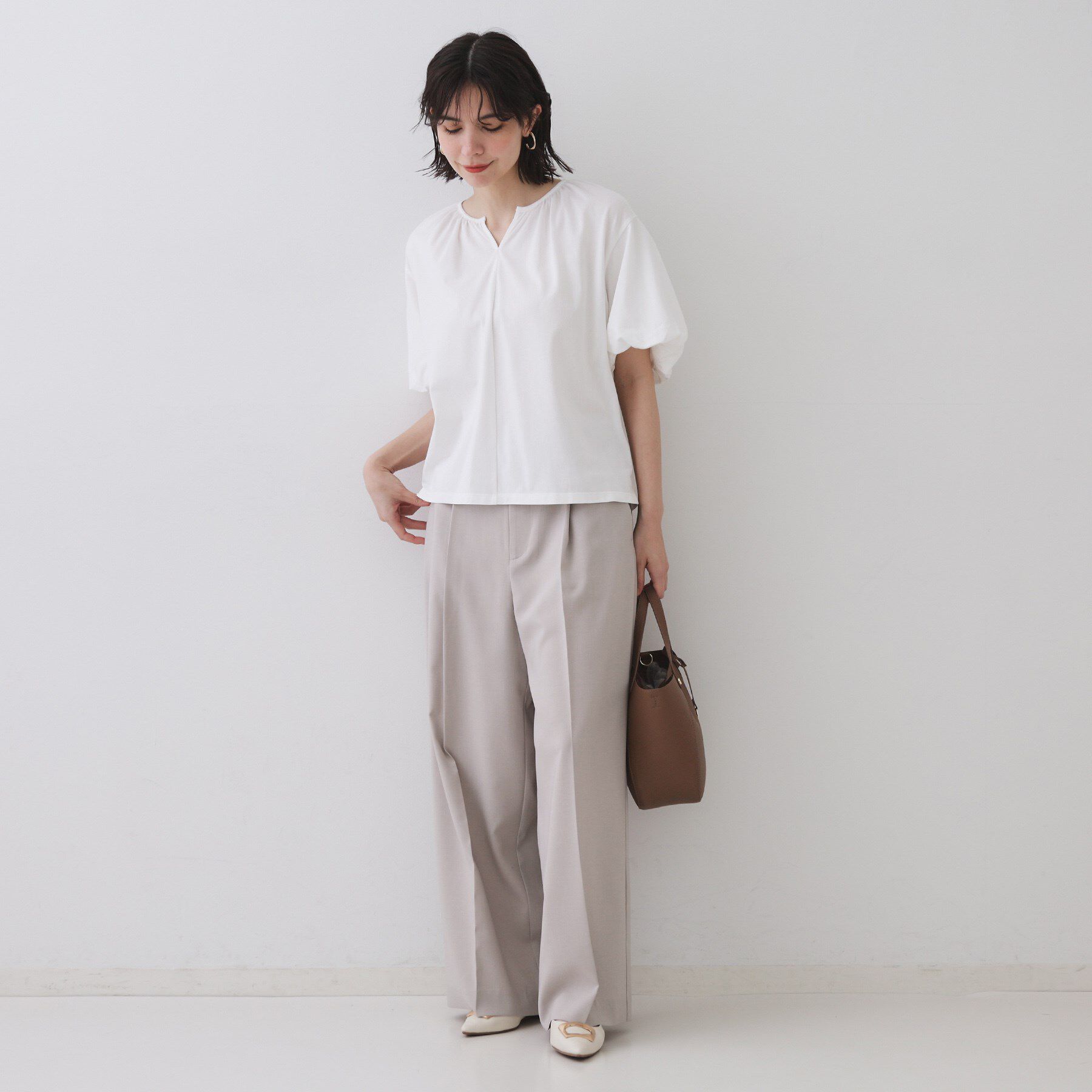 OPAQUE.CLIP「バルーンスリーブトップス／セットアップ対応【UVケア／接触冷感／洗濯機洗い可】」|Tシャツ・カットソー|
