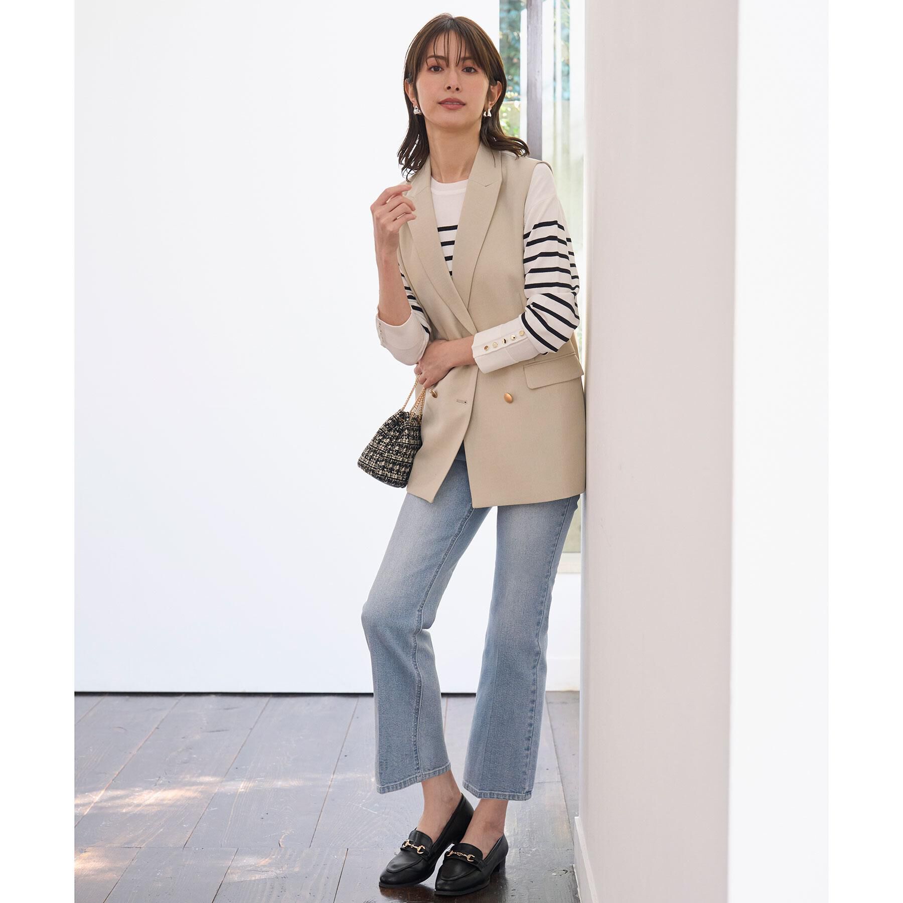 OPAQUE.CLIP「金ボタンダブルブレストテーラードジレ／セットアップ対応【洗える】《S～LL》」|ベスト・ジレ|