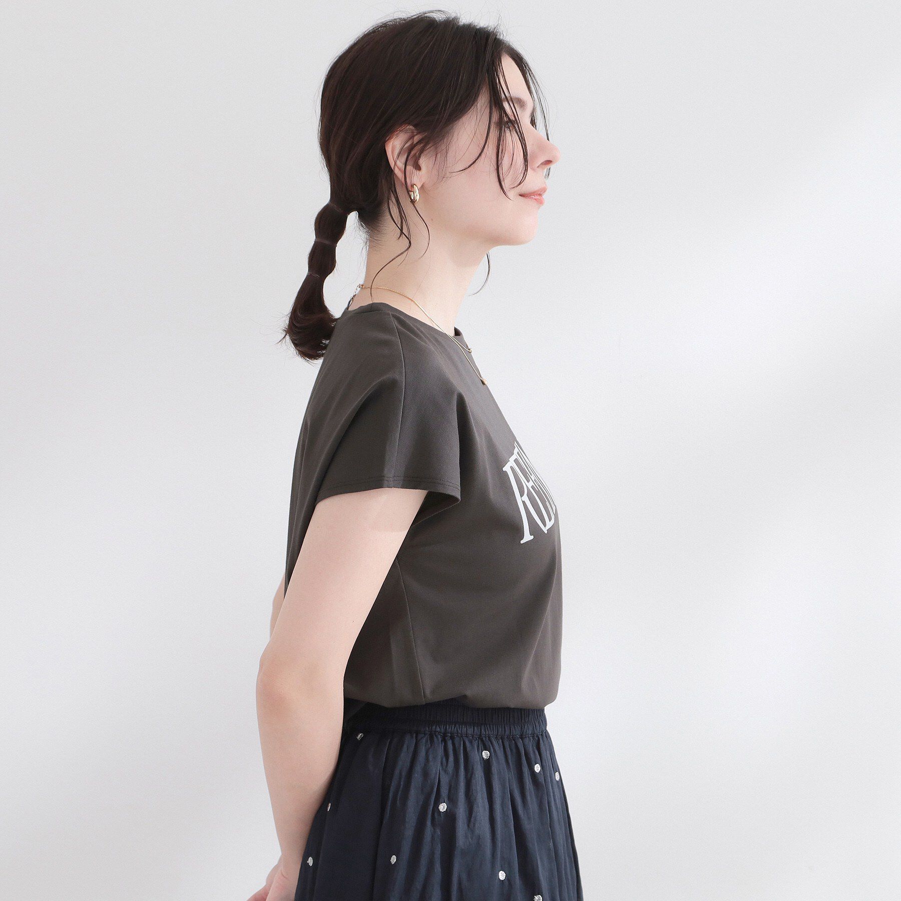 OPAQUE.CLIP「ロゴフレンチスリーブカットソー【洗濯機OK】」|Tシャツ・カットソー|