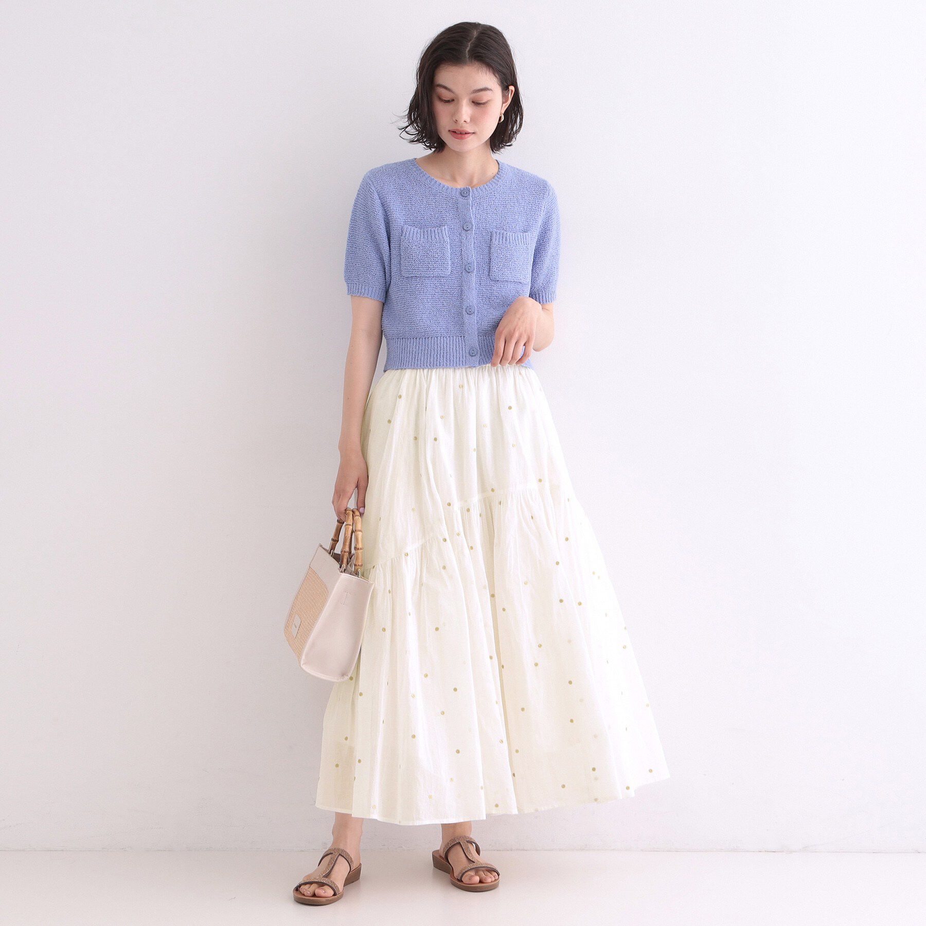 OPAQUE.CLIP「ラメドット刺繍ティアードスカート【洗える】」|スカート|