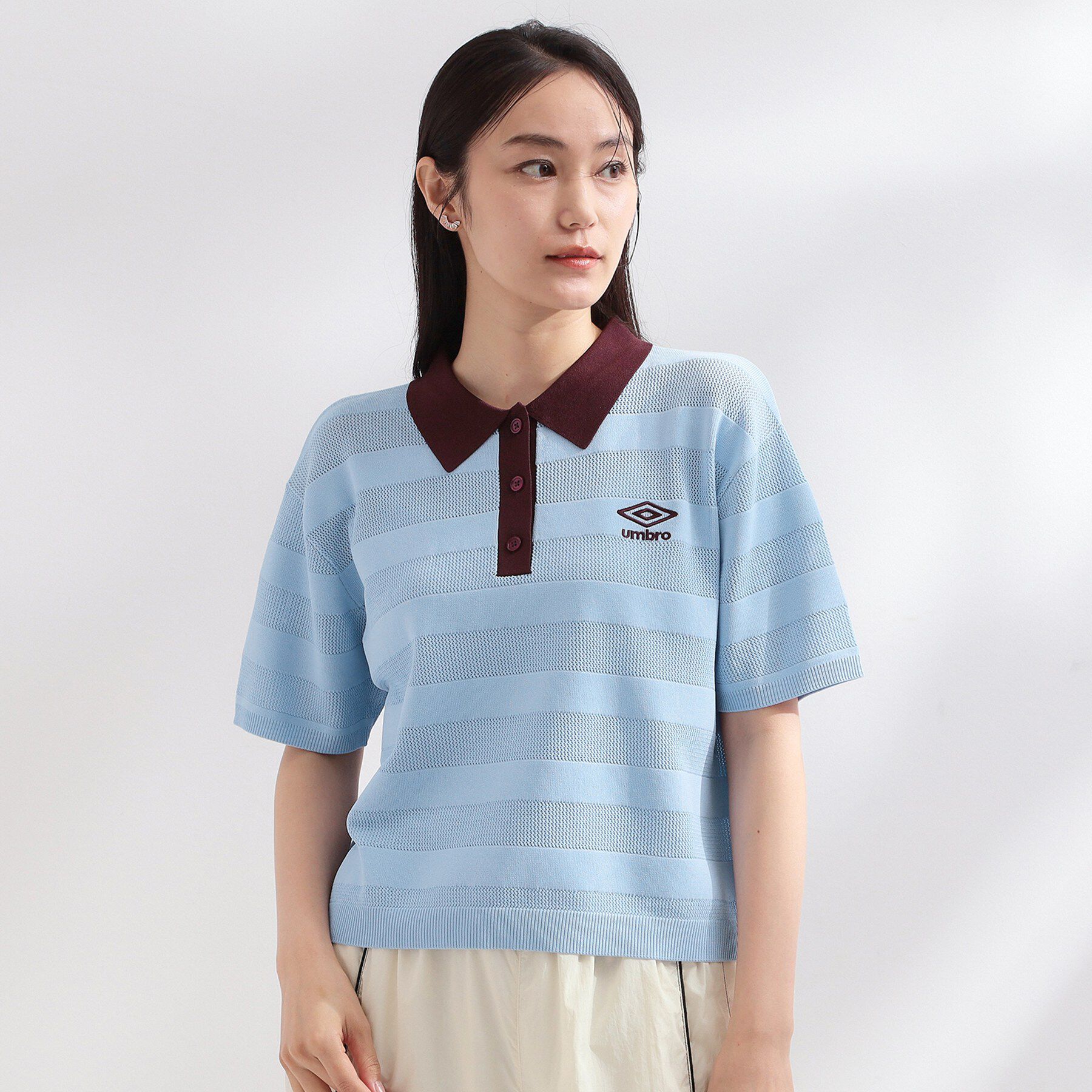 OPAQUE.CLIP「◆【umbro／アンブロ】メッシュボーダー配色ポロニット」|ニット・セーター|