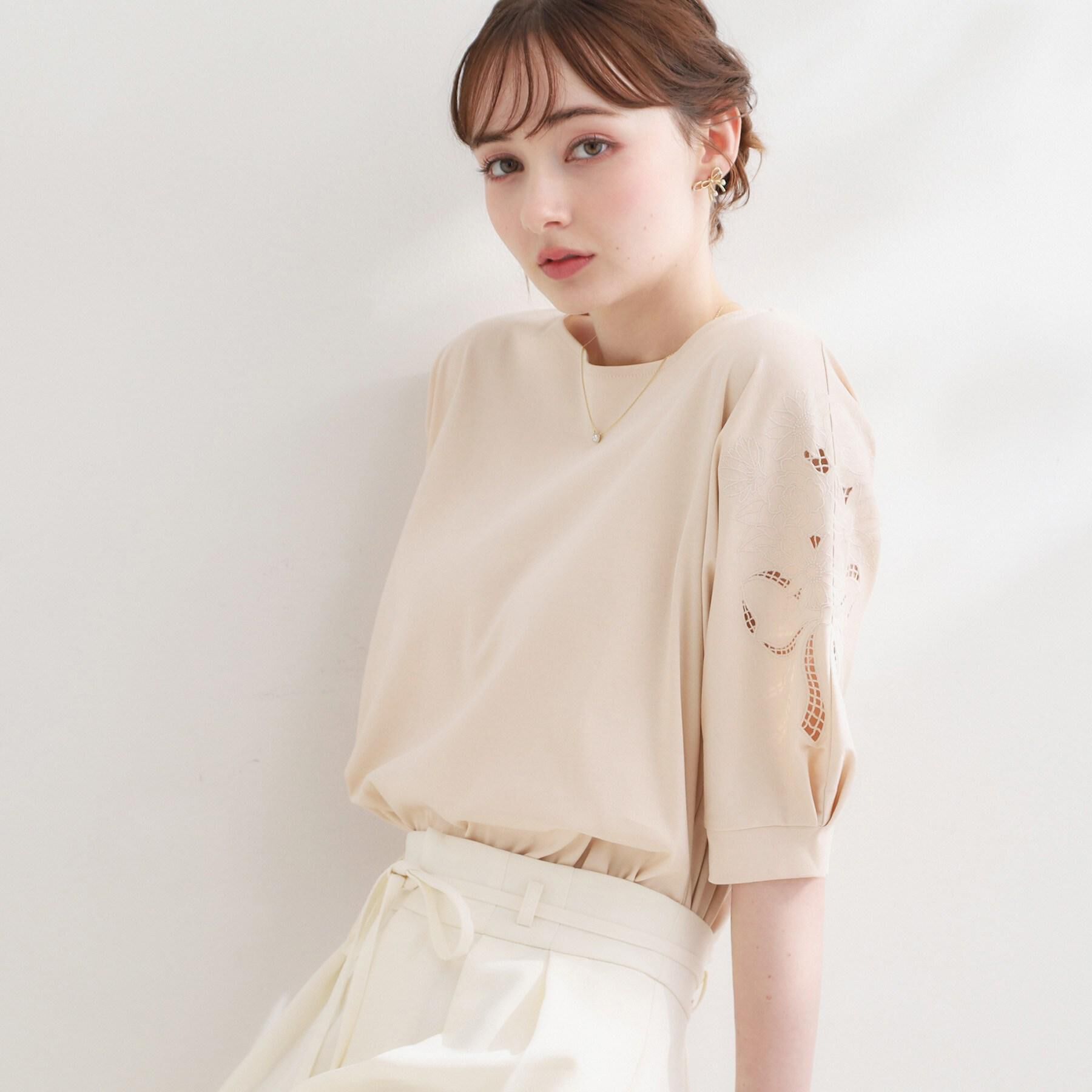 Couture broach「【接触冷感・UVカット】エンブロドルマントップス」|Tシャツ・カットソー|