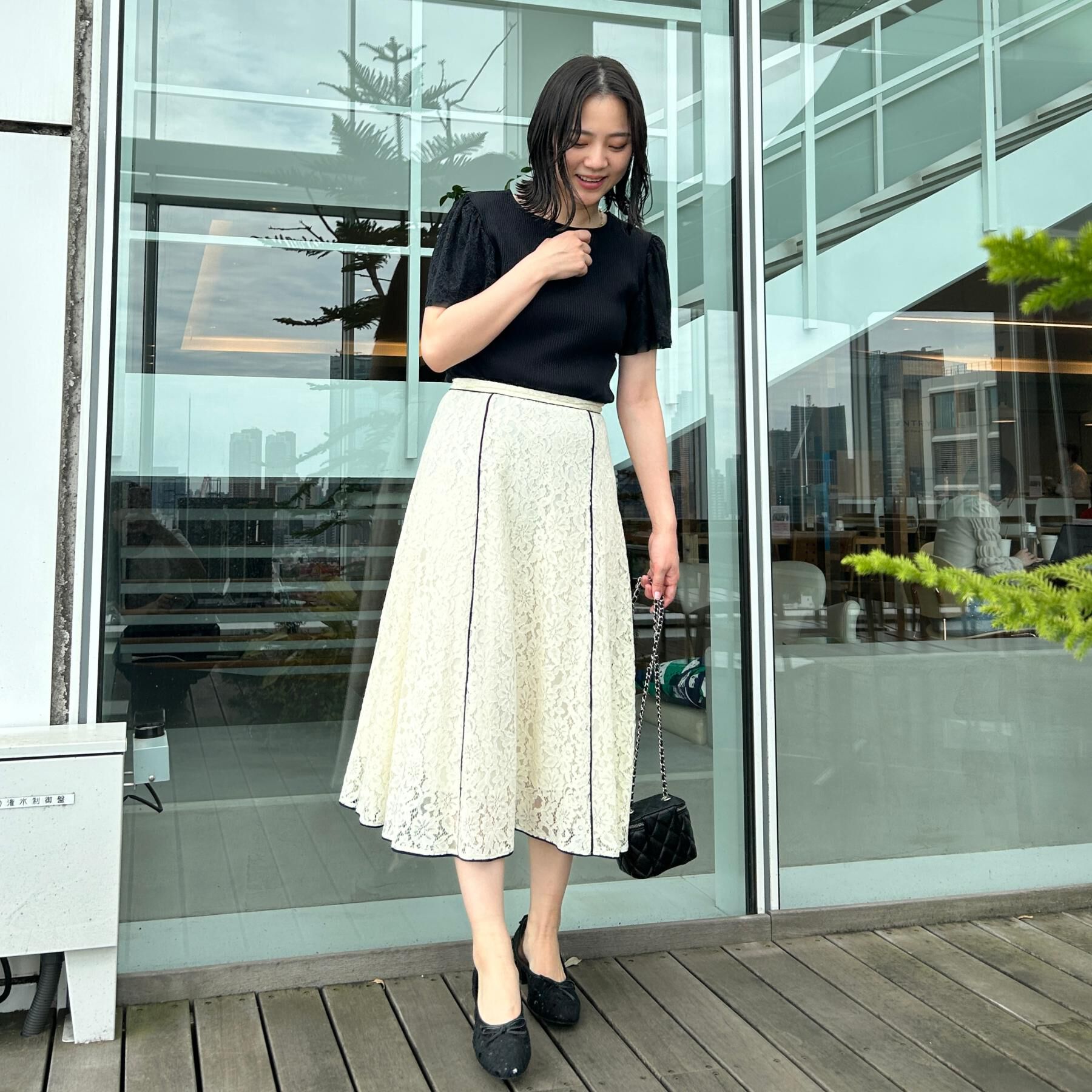 Couture broach「【洗える】袖レース テレコトップス」|Tシャツ・カットソー|