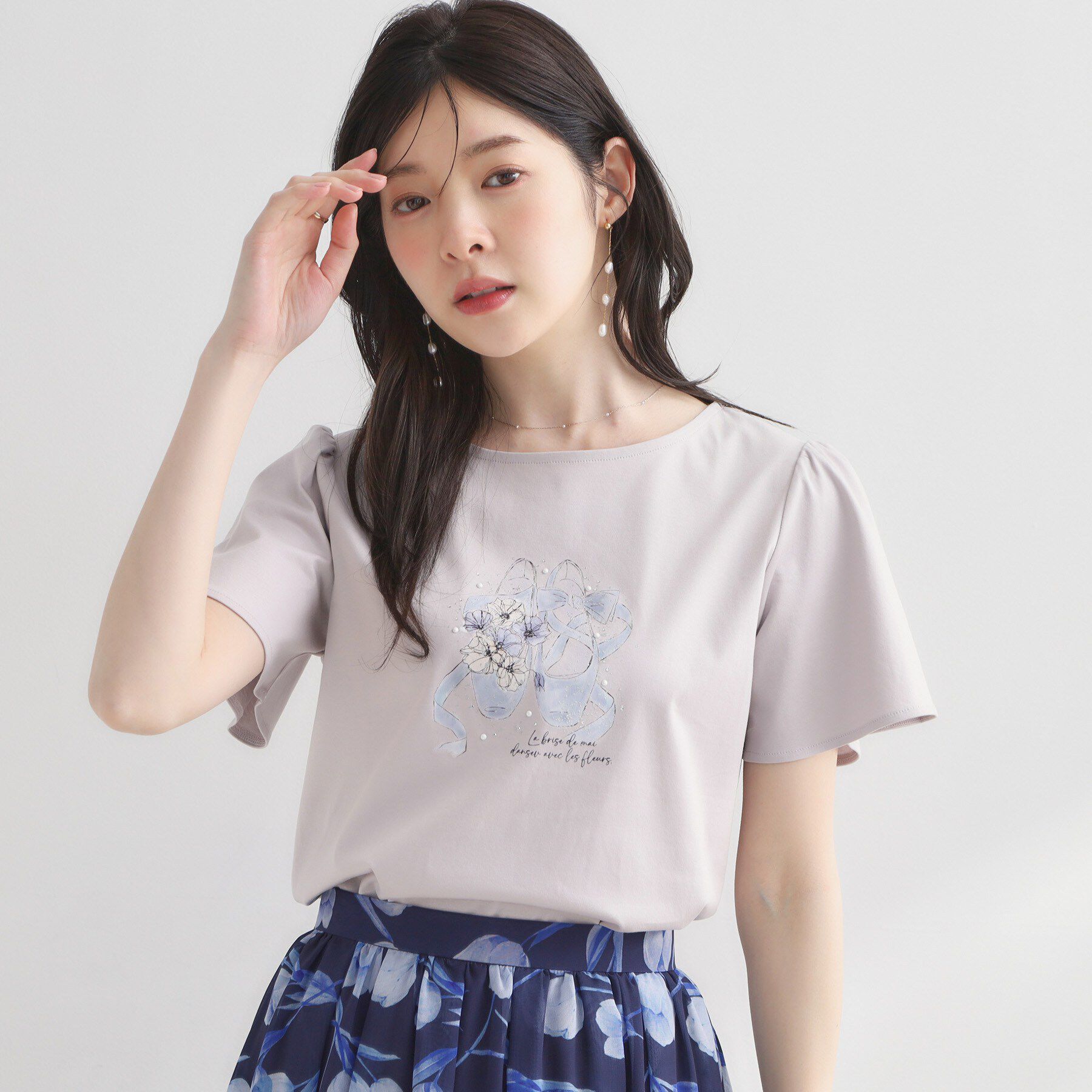Couture broach「【接触冷感・UVカット・洗える】トゥシューズプリントTシャツ」|Tシャツ・カットソー|