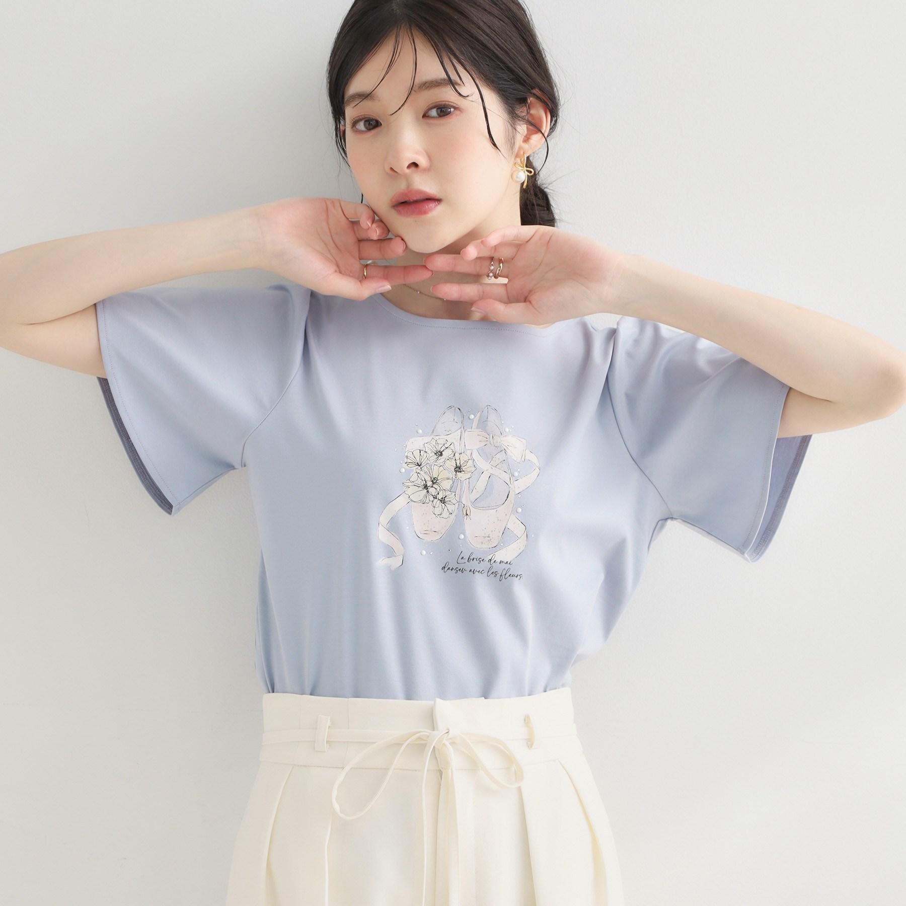 Couture broach「【接触冷感・UVカット・洗える】トゥシューズプリントTシャツ」|Tシャツ・カットソー|