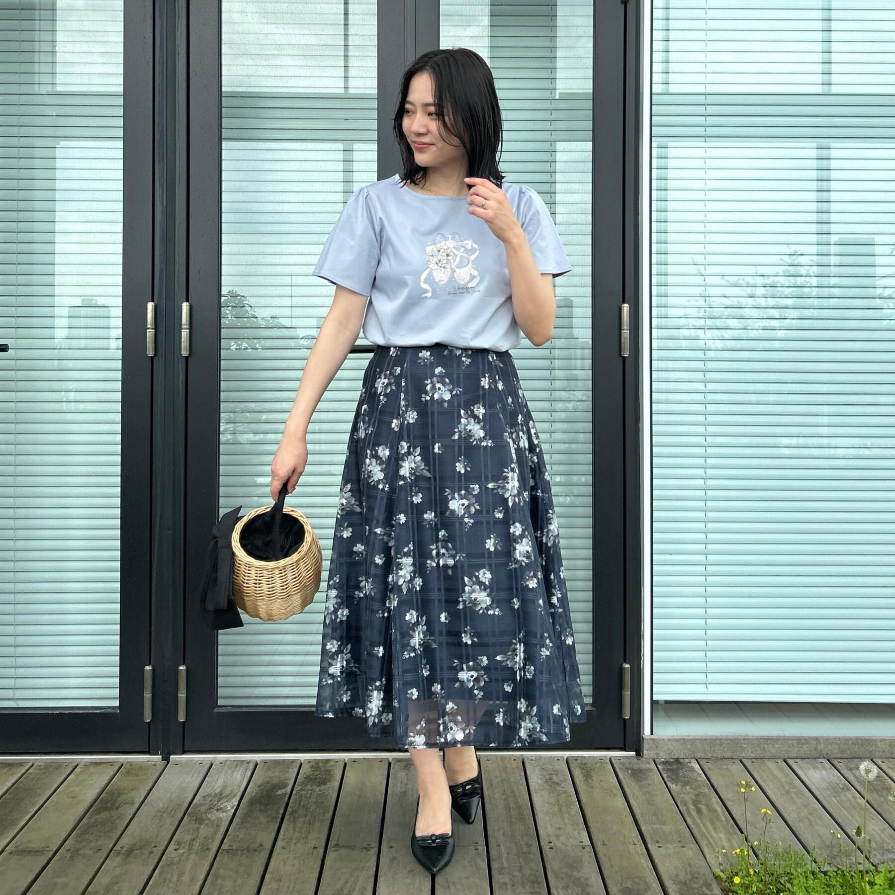 Couture broach「【接触冷感・UVカット・洗える】トゥシューズプリントTシャツ」|Tシャツ・カットソー|
