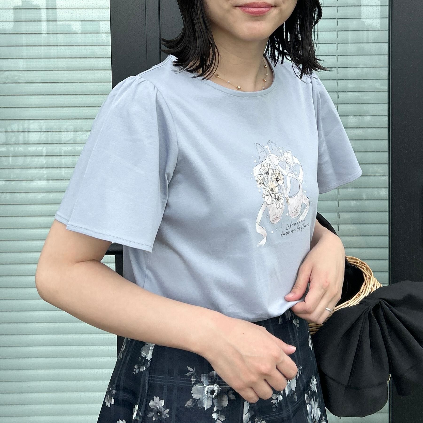 Couture broach「【接触冷感・UVカット・洗える】トゥシューズプリントTシャツ」|Tシャツ・カットソー|