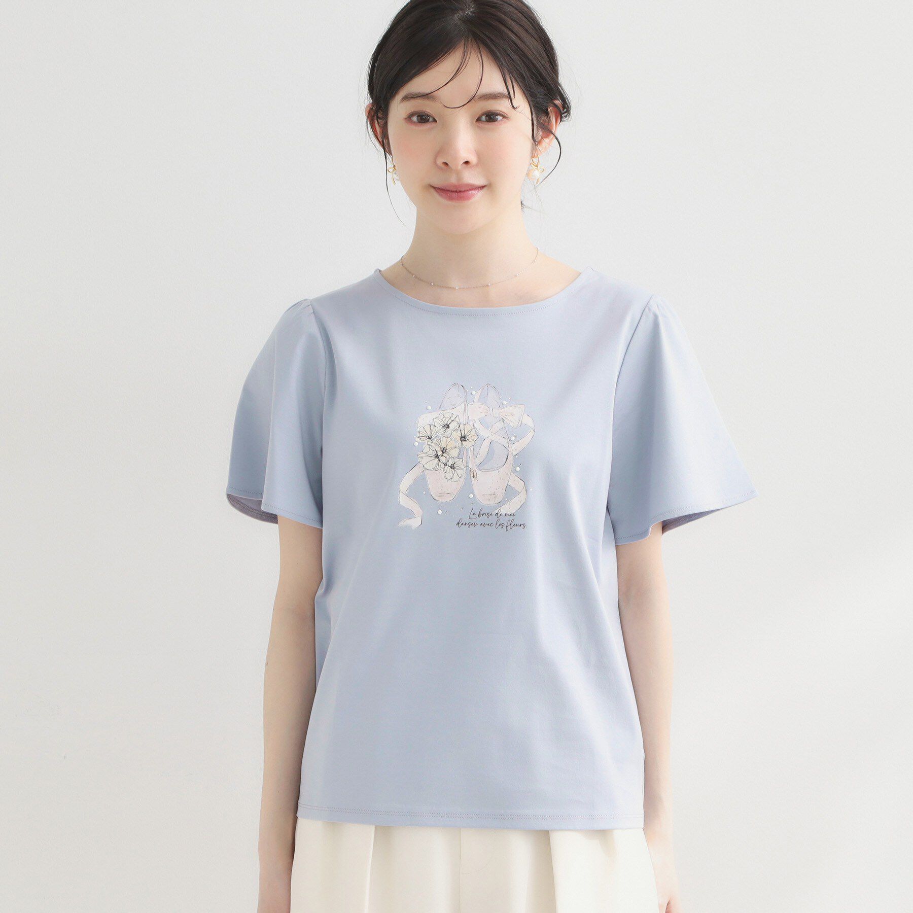 Couture broach「【接触冷感・UVカット・洗える】トゥシューズプリントTシャツ」|Tシャツ・カットソー|