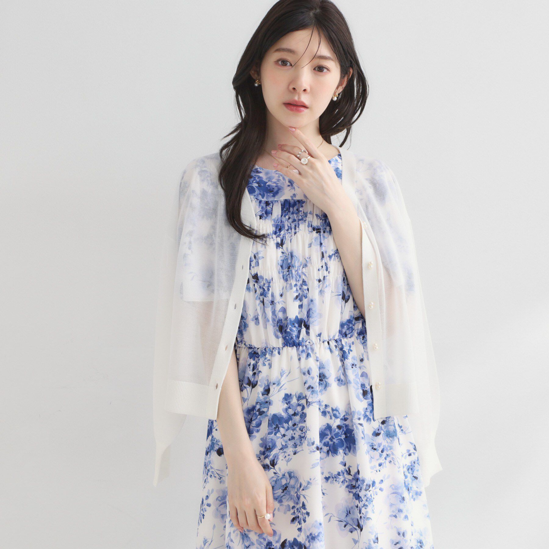 Couture broach「【洗える】クラウディフラワー ワンピース」|ワンピース|