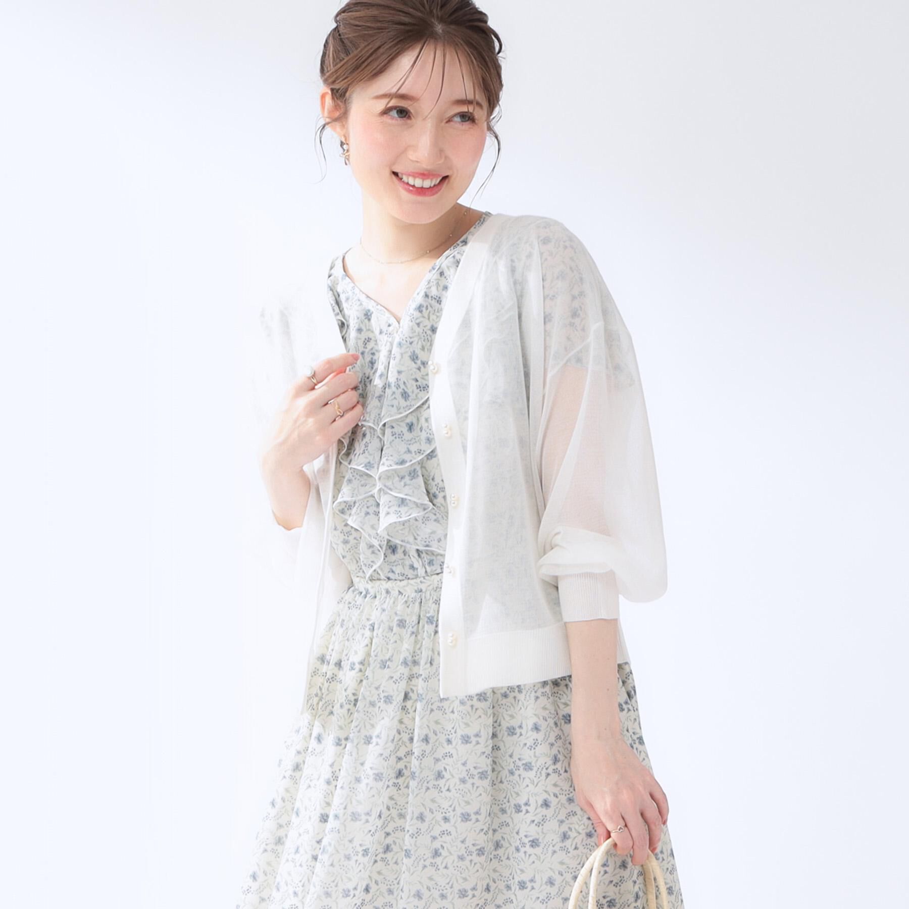 Couture broach「【洗える・パール調釦】愛されシアーカーディガン」|カーディガン|