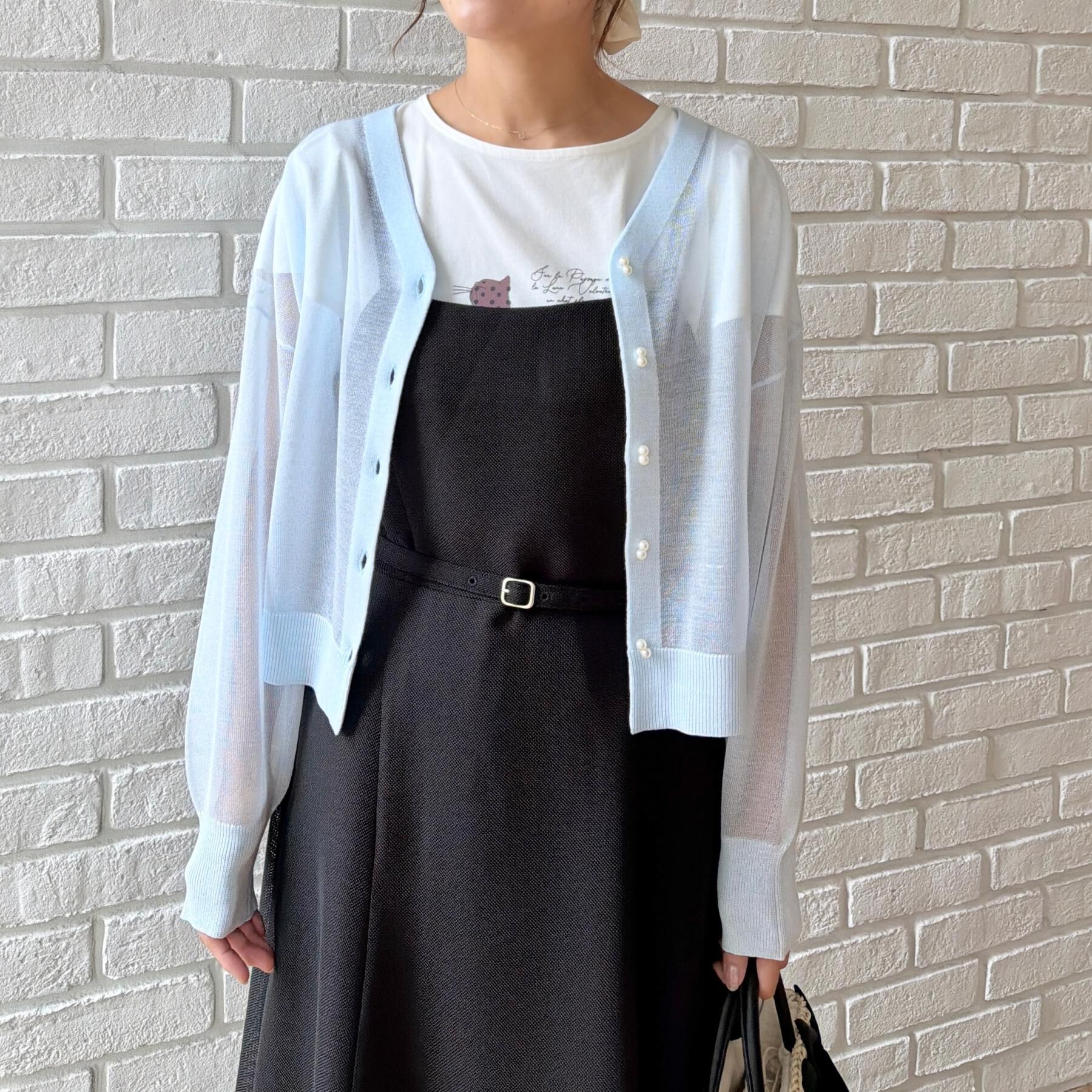 Couture broach「【洗える・パール調釦】愛されシアーカーディガン」|カーディガン|