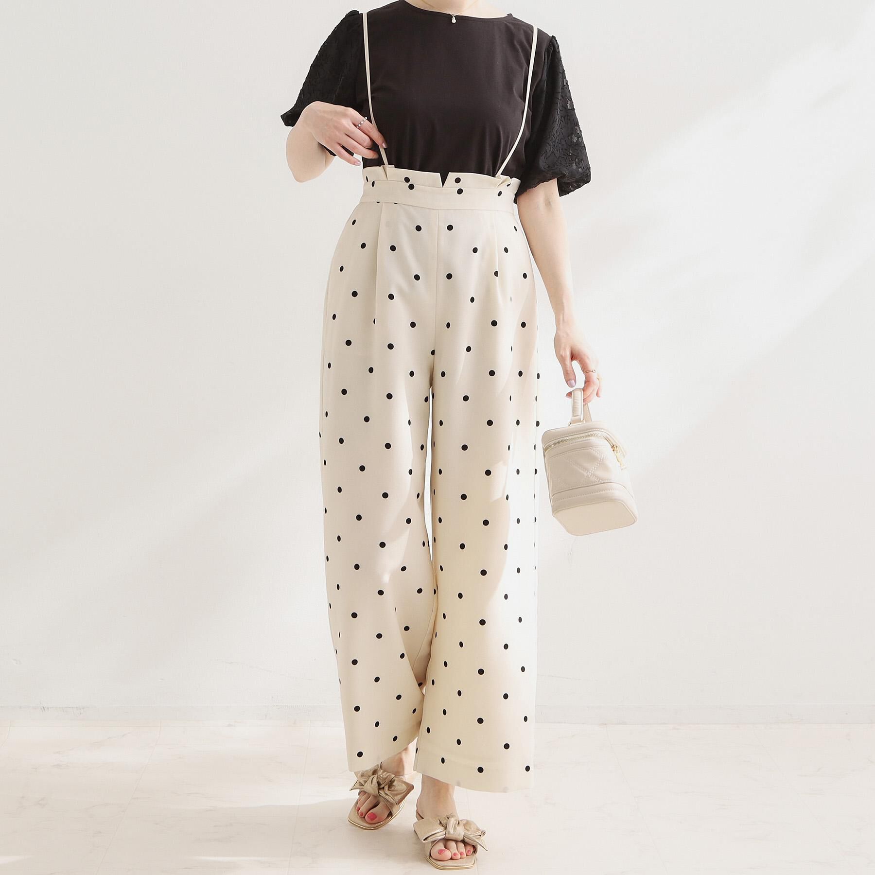 Couture broach「【2WAY・洗える】サスペンダー付き ハイウエストパンツ」|その他|