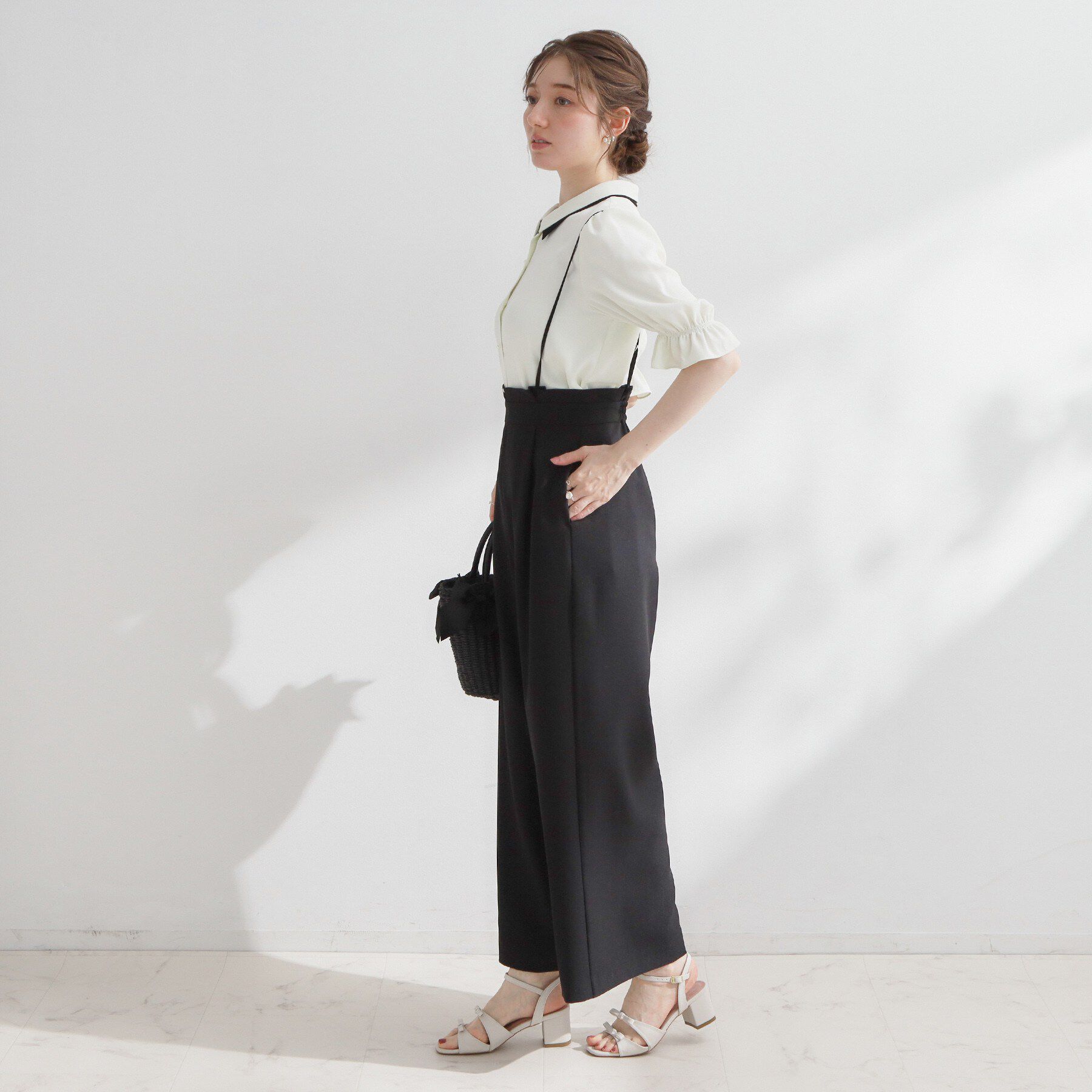 Couture broach「【2WAY・洗える】サスペンダー付き ハイウエストパンツ」|その他|