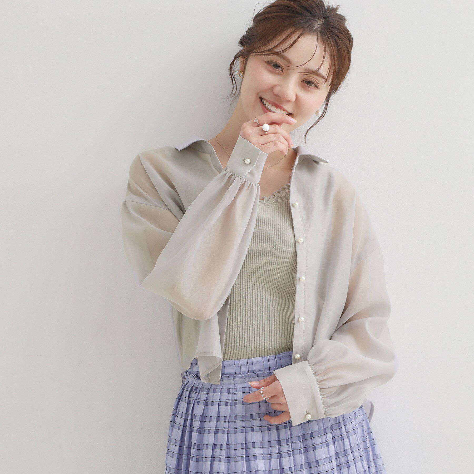 Couture broach「【洗える】ショート丈 シアーシャツ」|シャツ・ブラウス|