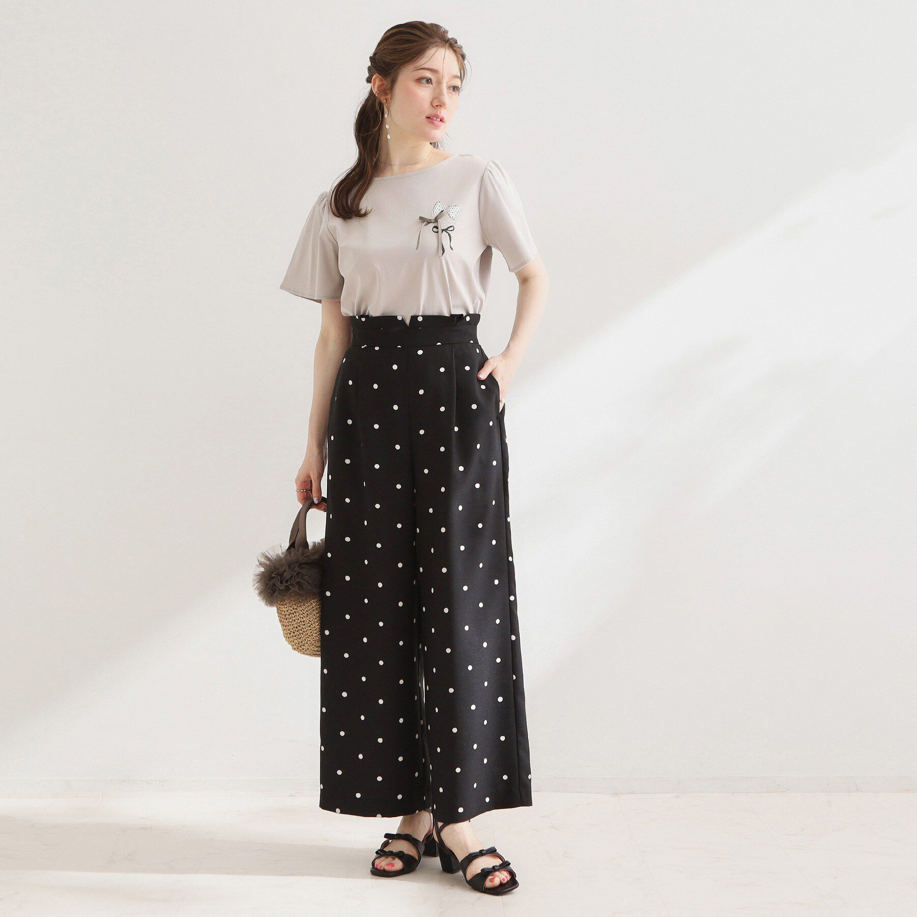 Couture broach「【接触冷感・UVカット・洗える】リボンプリントTシャツ」|Tシャツ・カットソー|