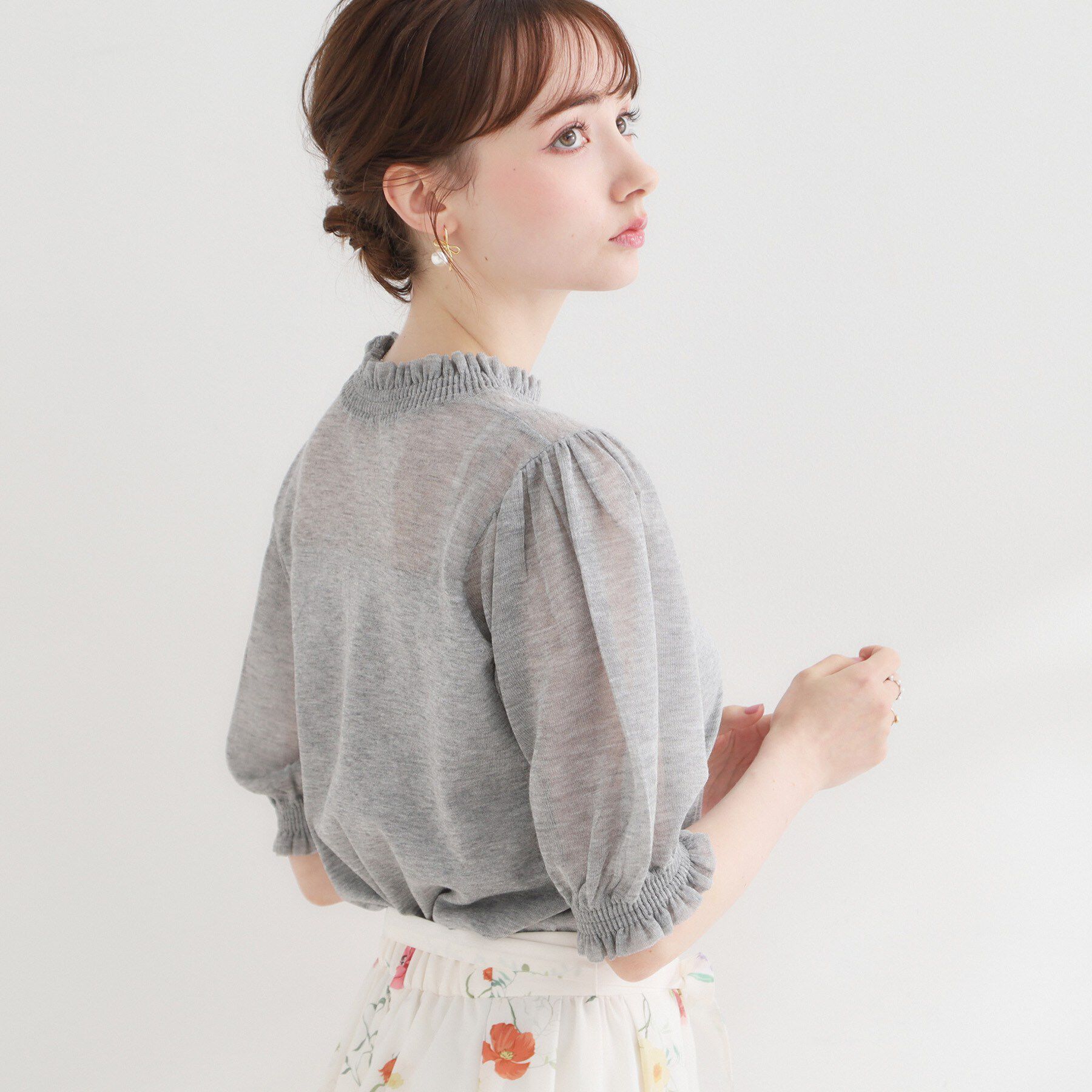Couture broach「【洗える】LEVITAシャーリング サマーニット」|ニット・セーター|