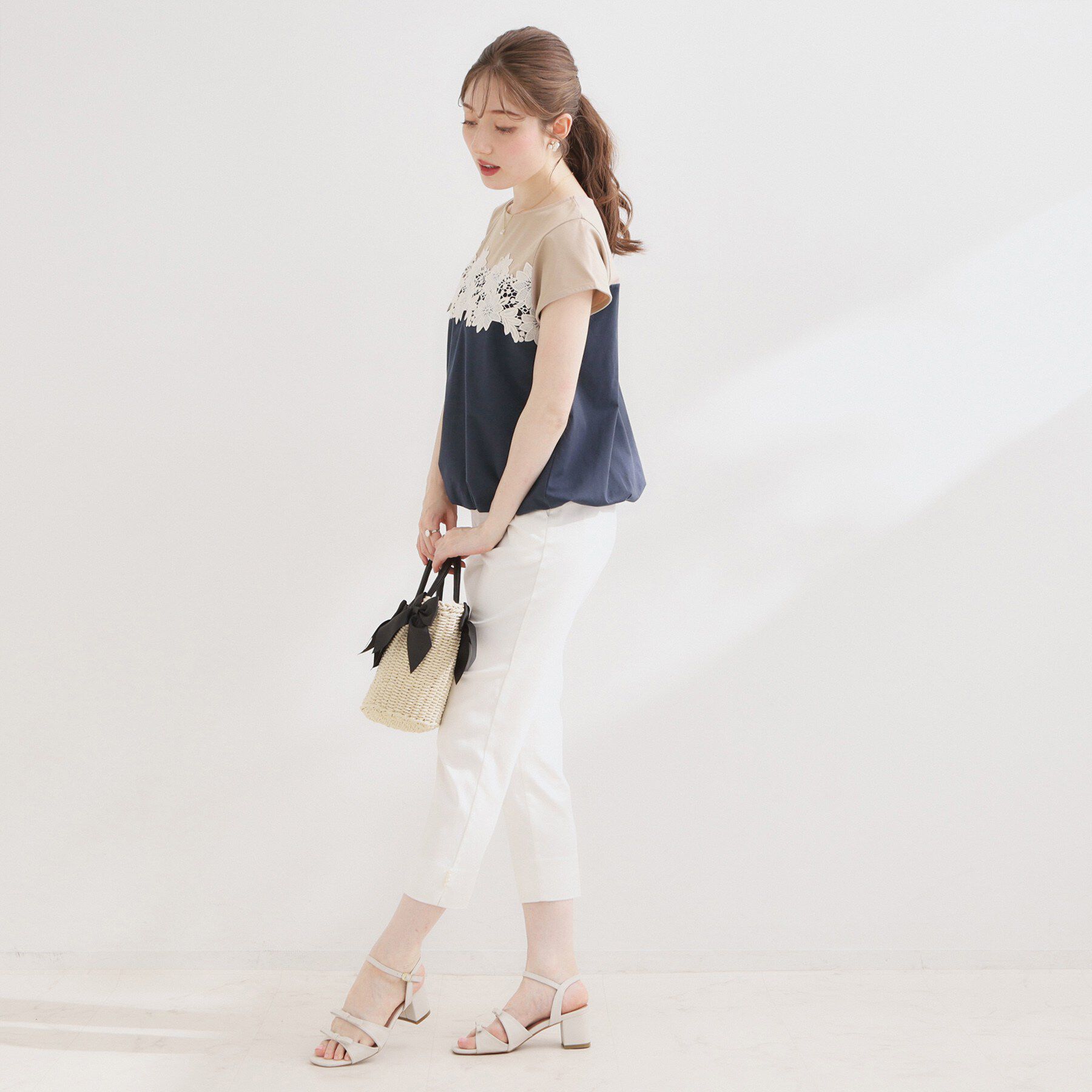Couture broach「【UVカット・接触冷感・洗える】レース バルーントップス」|Tシャツ・カットソー|