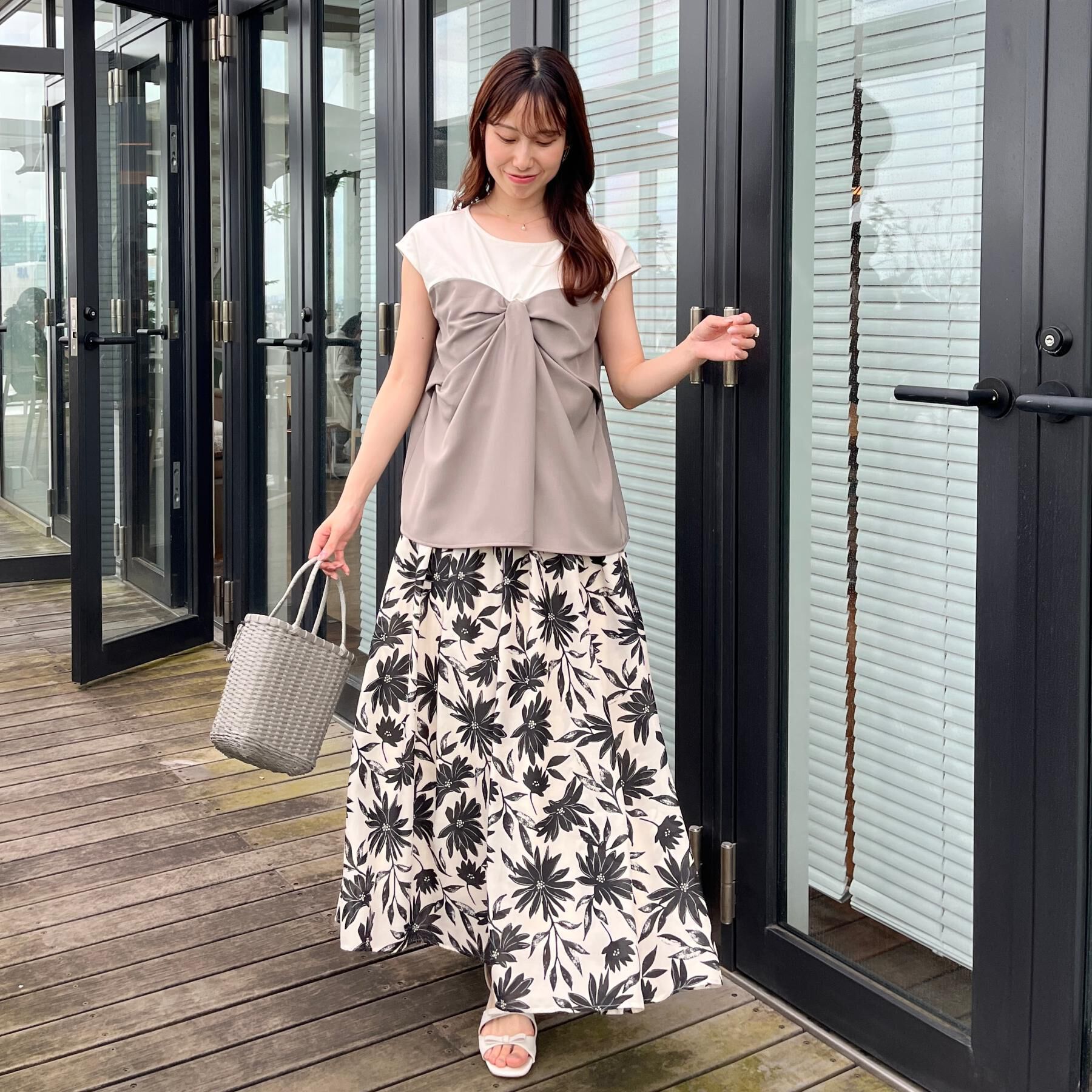 Couture broach「【接触冷感・UVカット・洗える】リボンベア ドッキングトップス」|Tシャツ・カットソー|